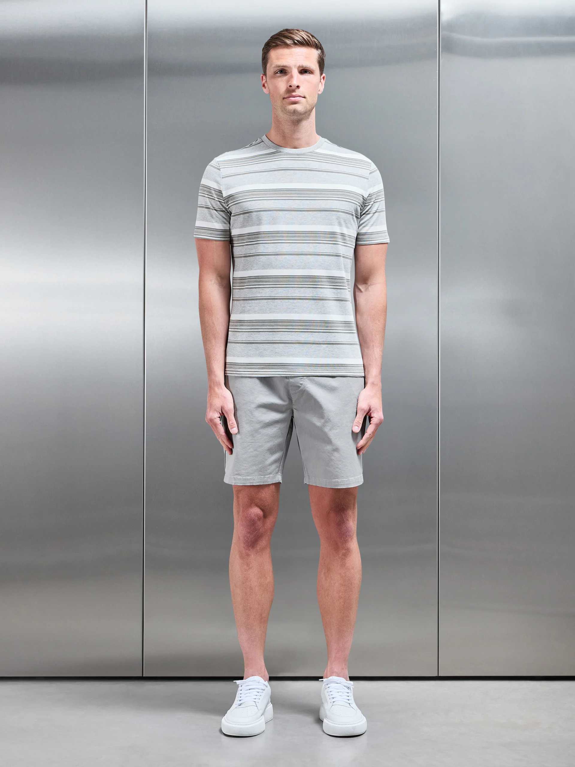 Nova Stripe T-Shirt in Marl Grey - Image 2