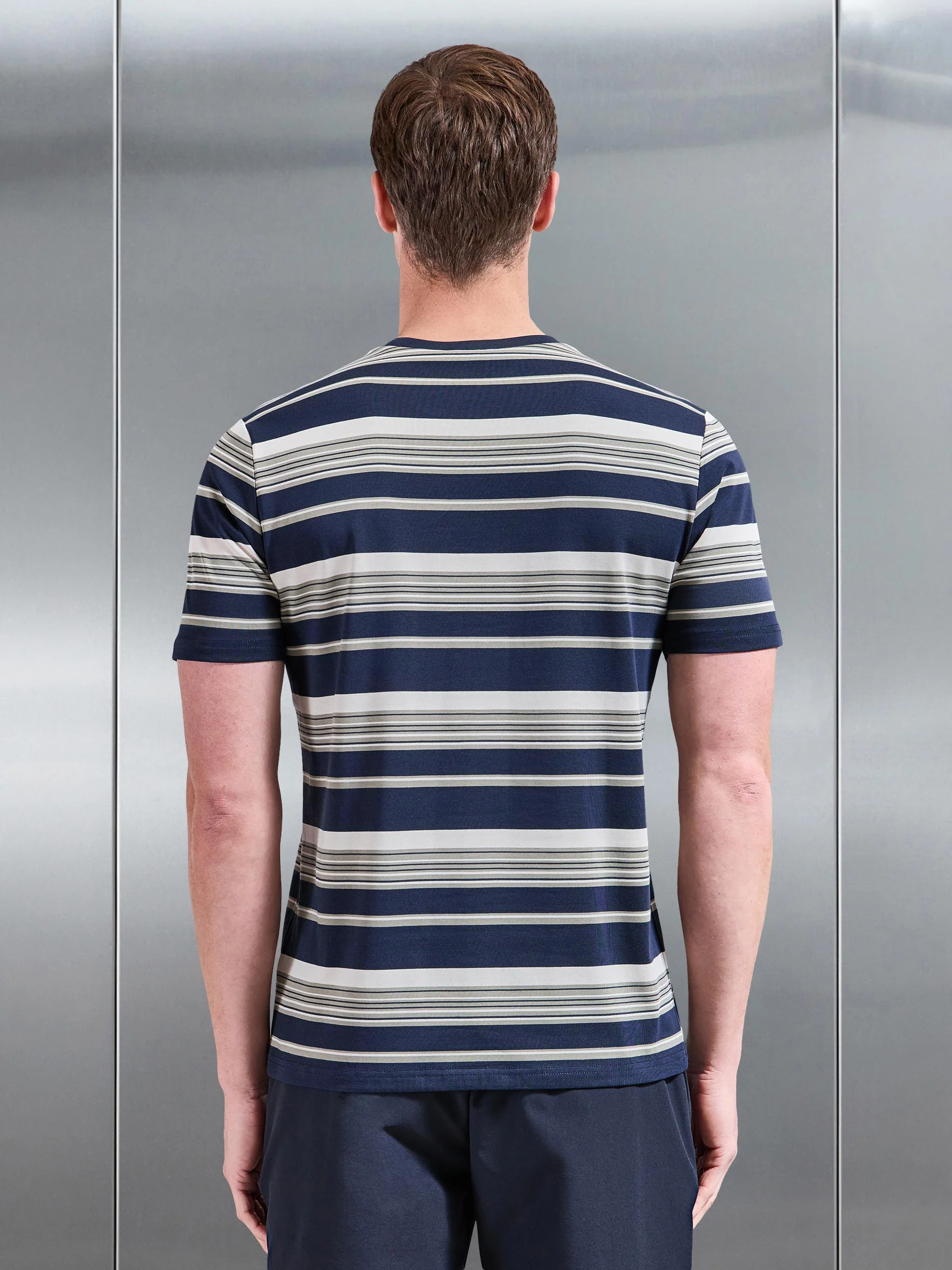 Nova Stripe T-Shirt in Navy Sage - Image 3