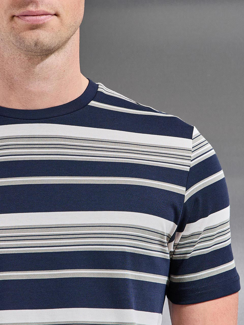 Nova Stripe T-Shirt in Navy Sage - Image 4