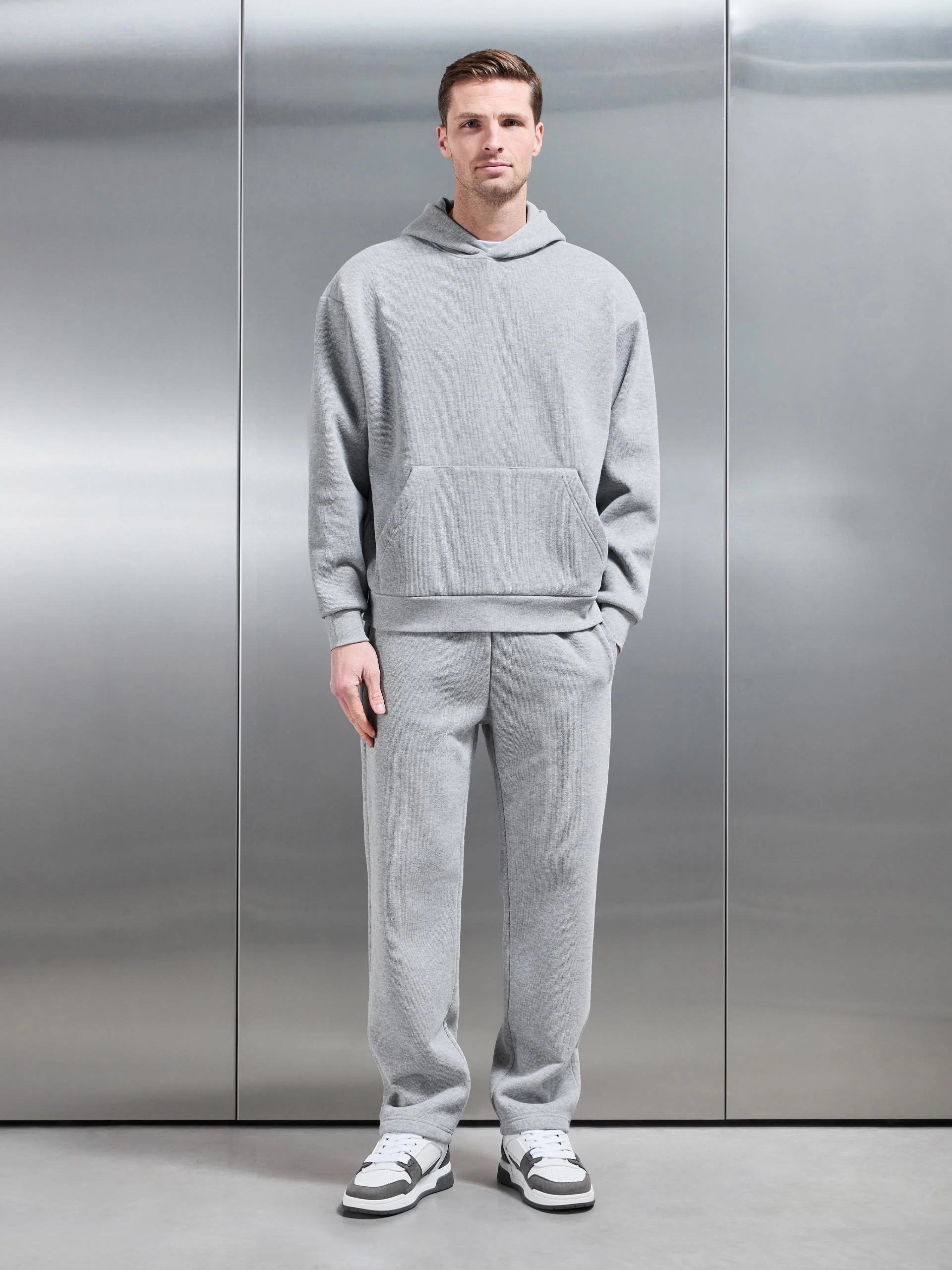 Oversized Open Hem Jogger in Marl Grey - Image 2