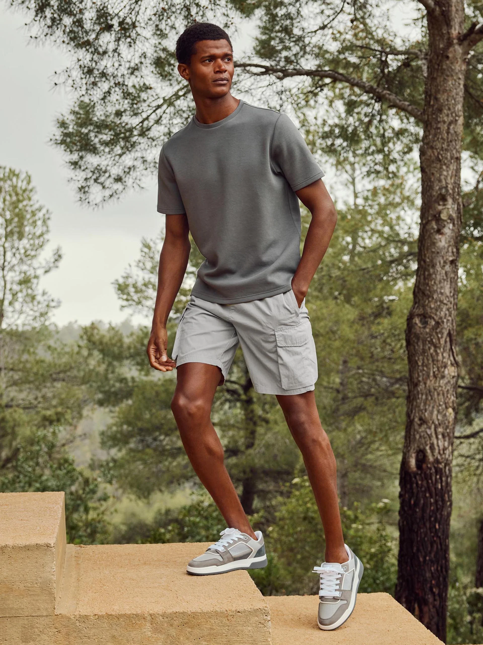 Parachute Nylon Cargo Short in Stone - Image 2
