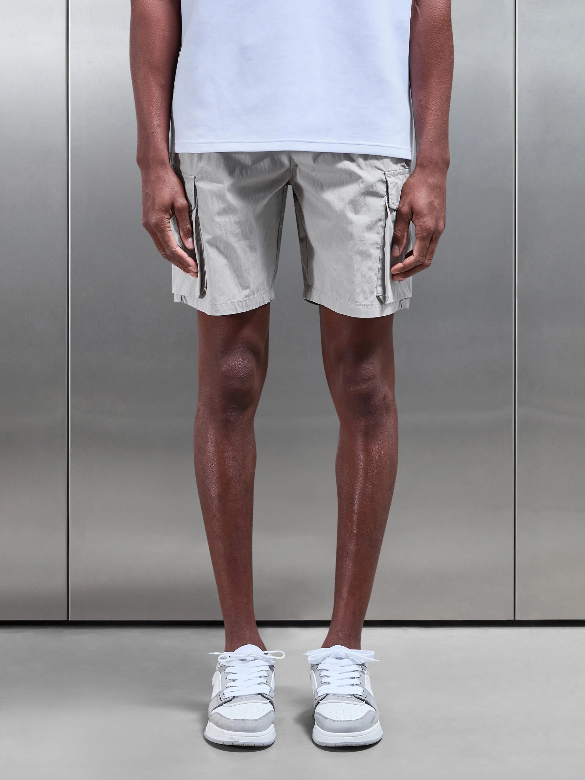 Parachute Nylon Cargo Short in Stone - Image 4