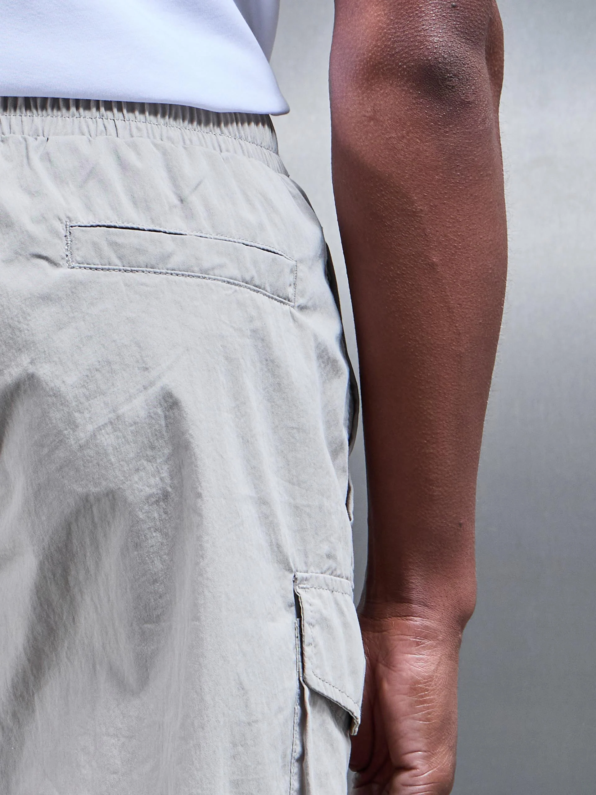 Parachute Nylon Cargo Short in Stone - Image 7