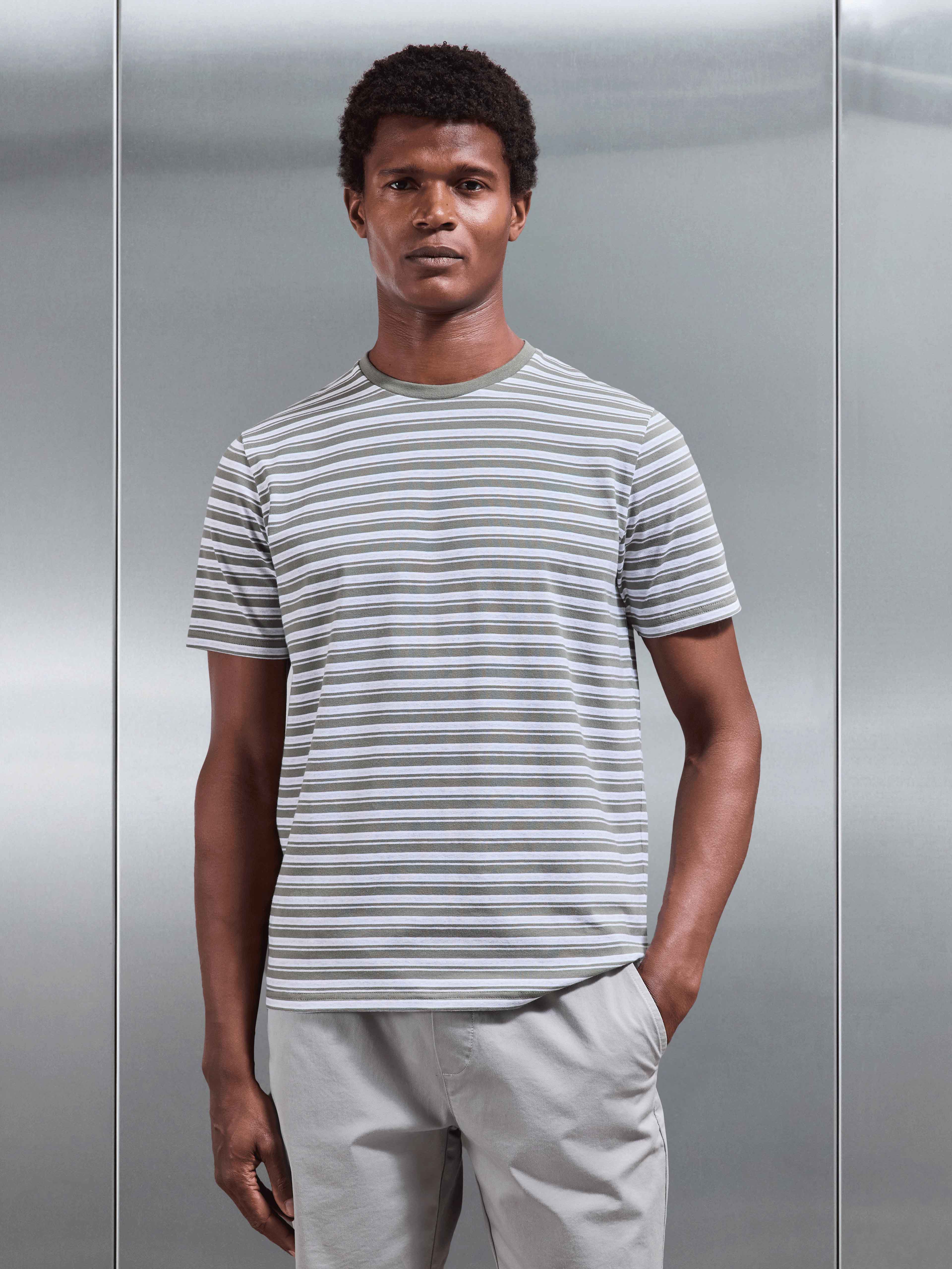Porto Stripe T-Shirt in Sage