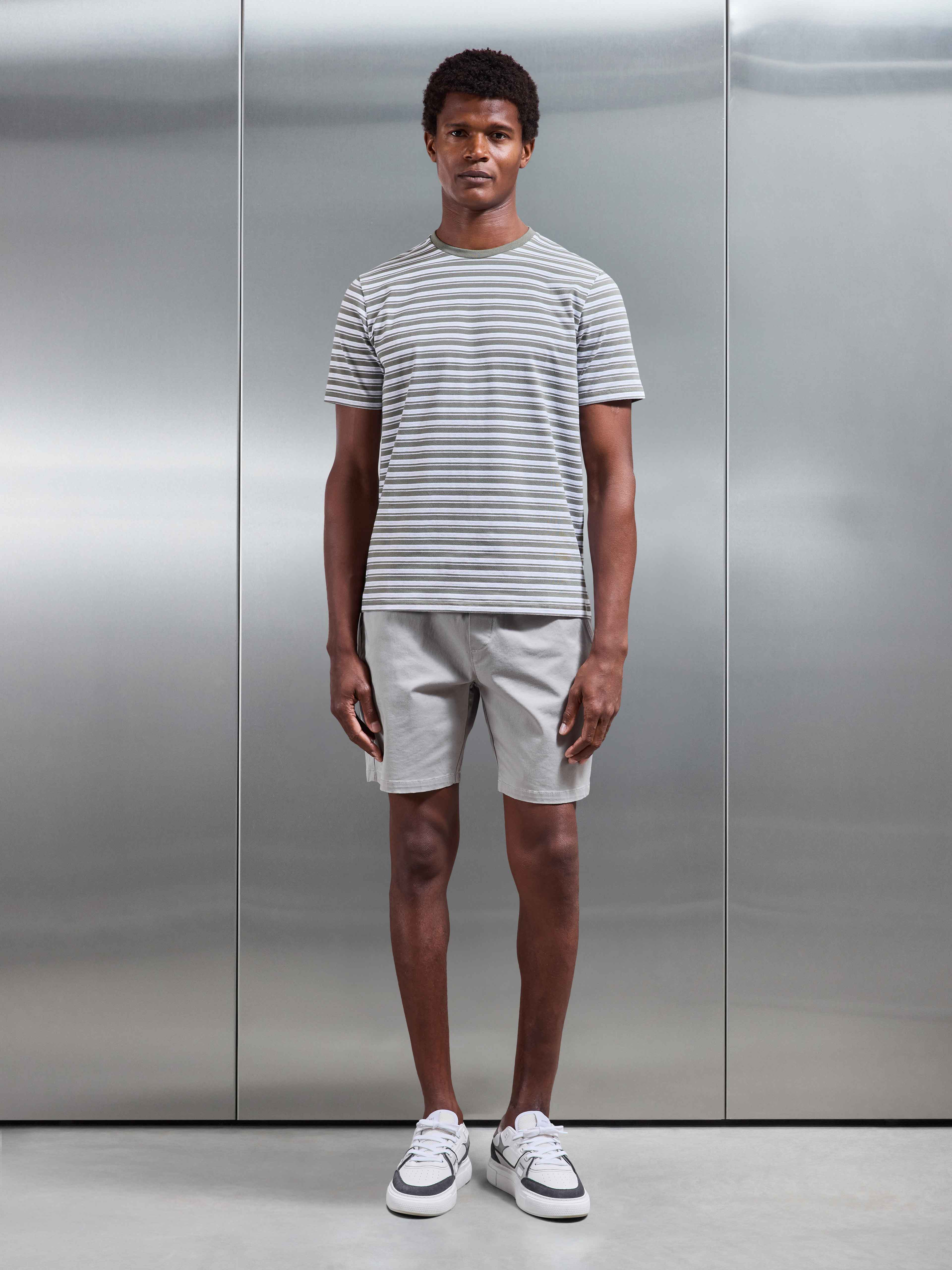 Porto Stripe T-Shirt in Sage - Image 2