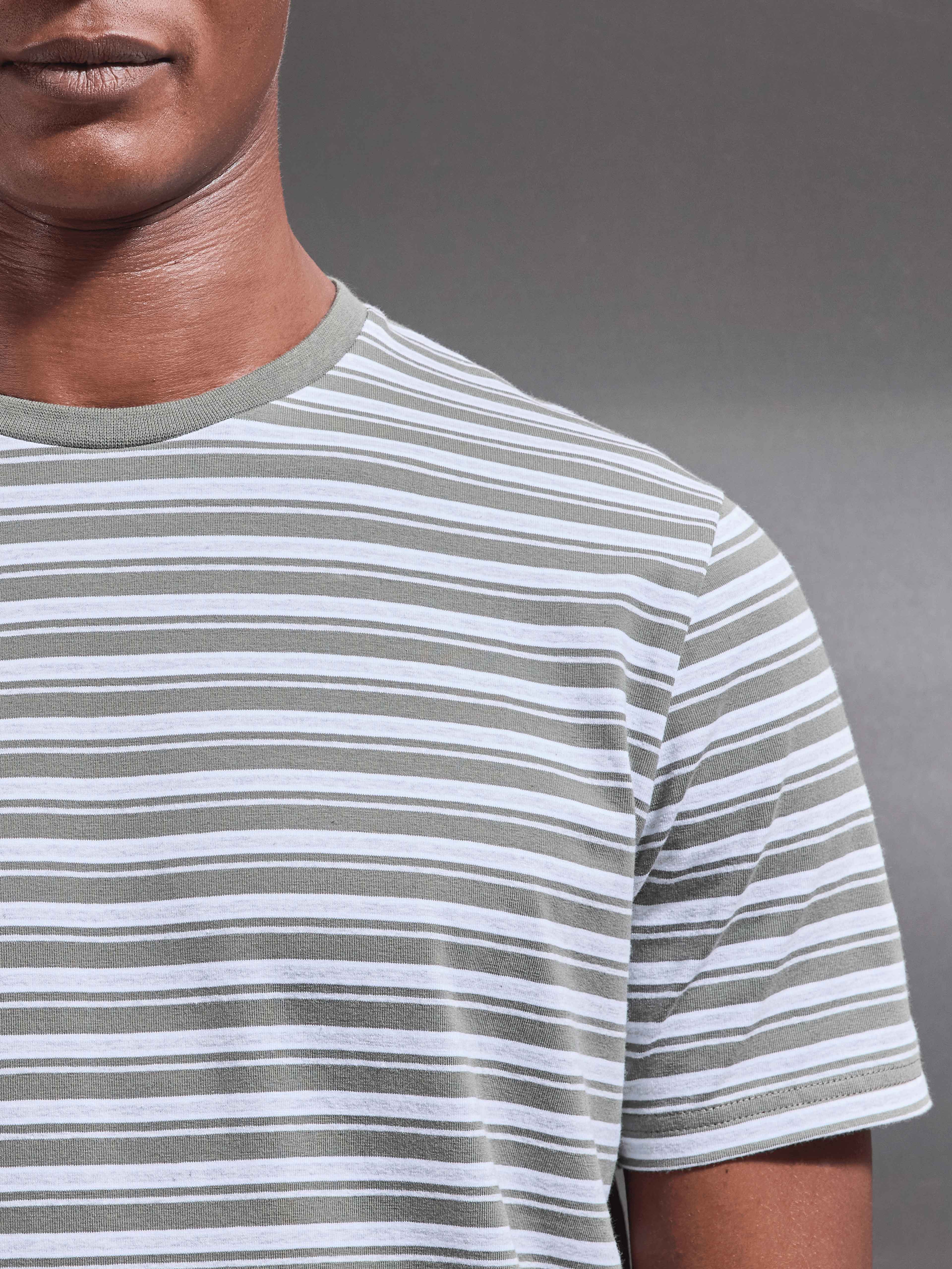 Porto Stripe T-Shirt in Sage - Image 4