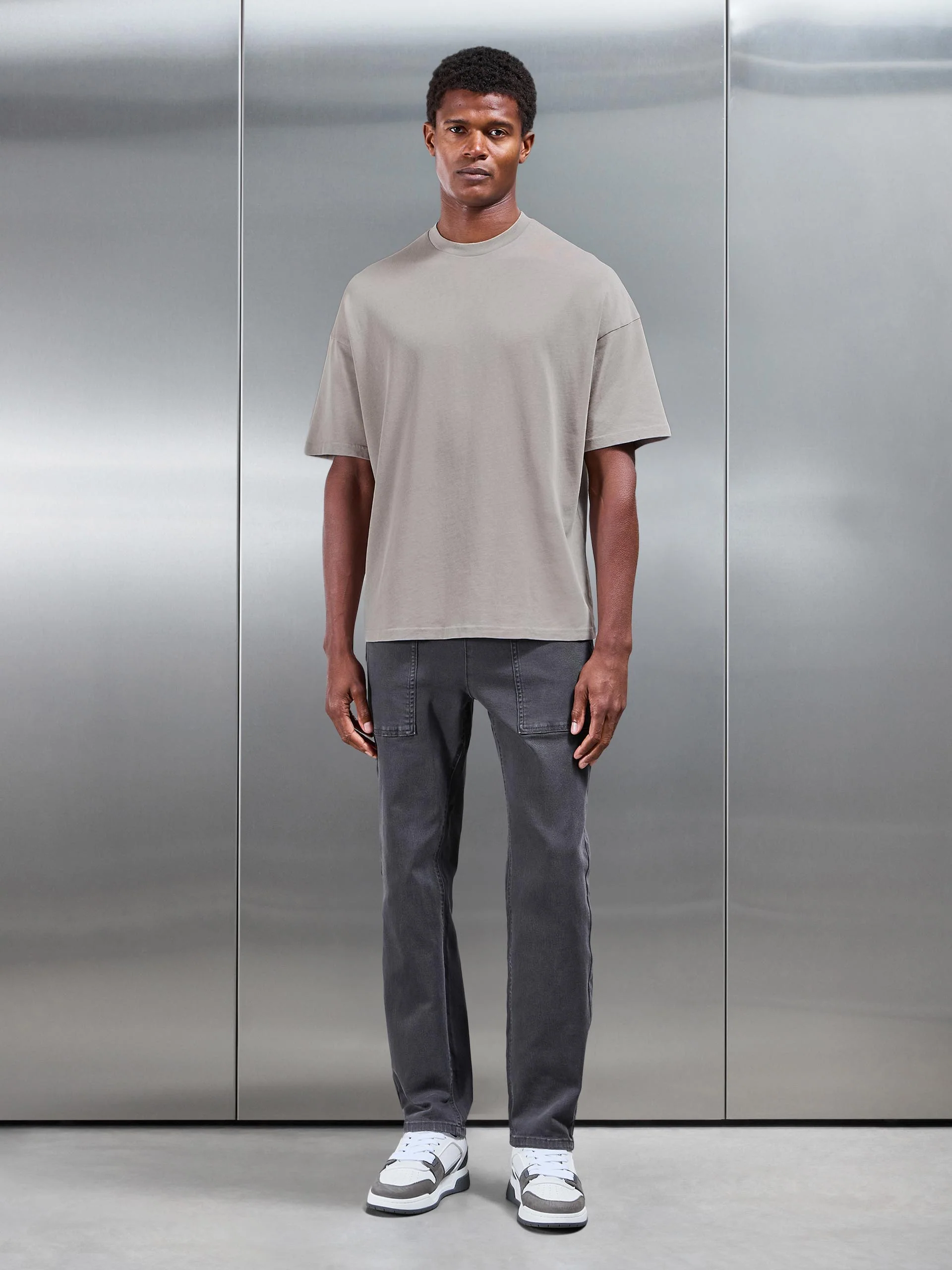 Relaxed Fit Garment Dye T-Shirt in Stone - Image 2