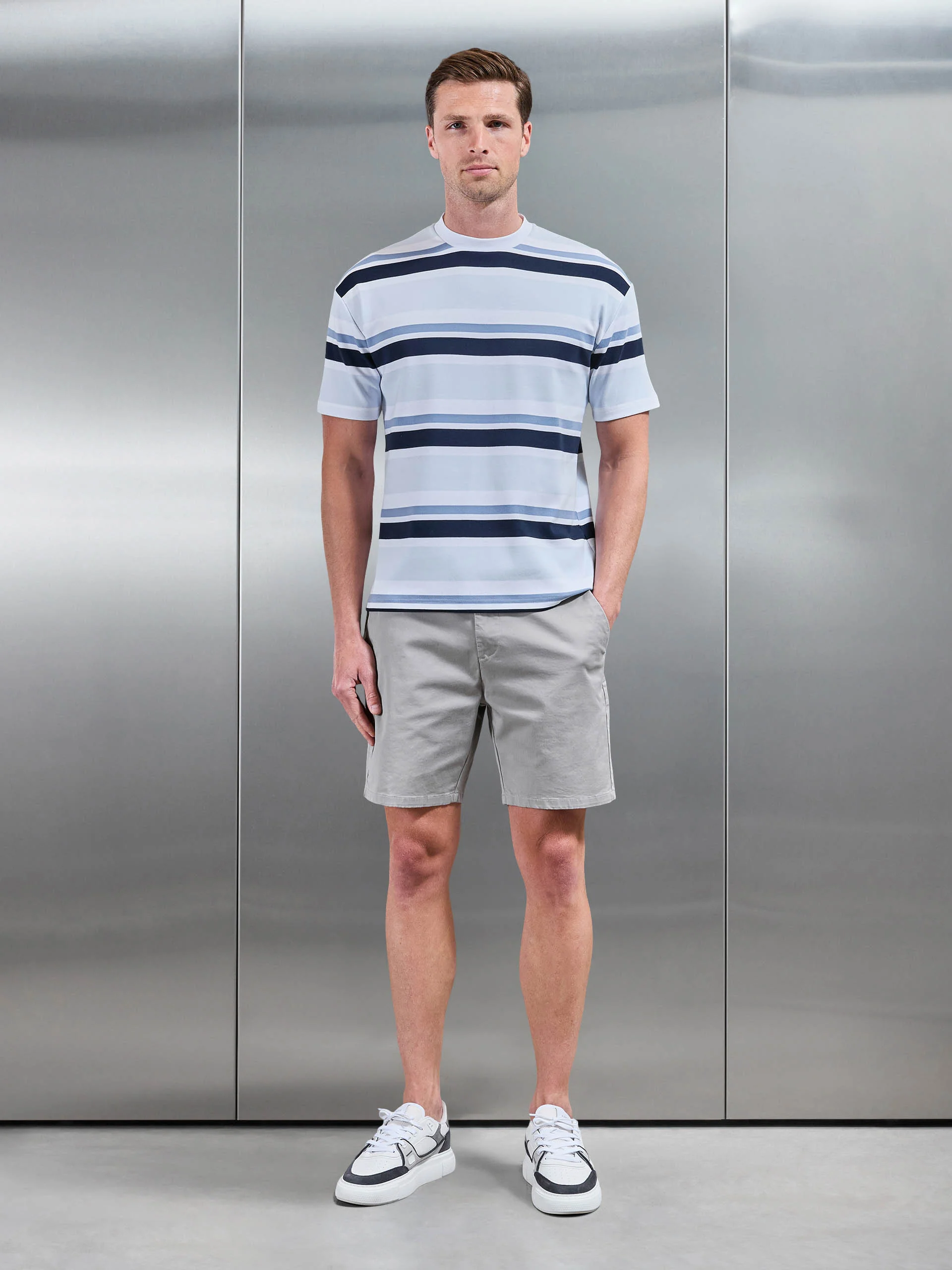 Relaxed Fit Stripe T-Shirt in Blue - Image 2