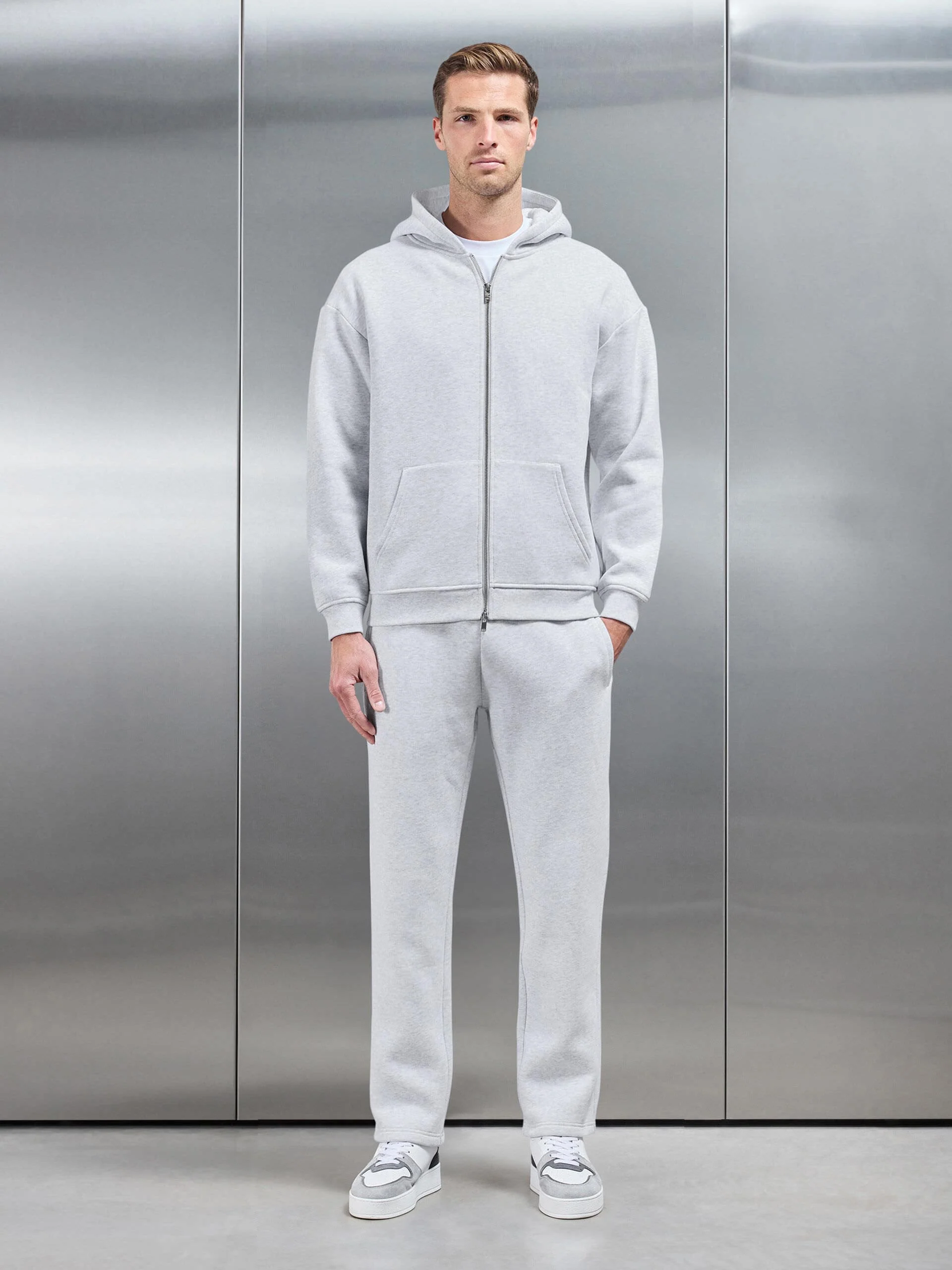 Relaxed Fit Tapered Leg Jogger in Marl Grey - Image 2