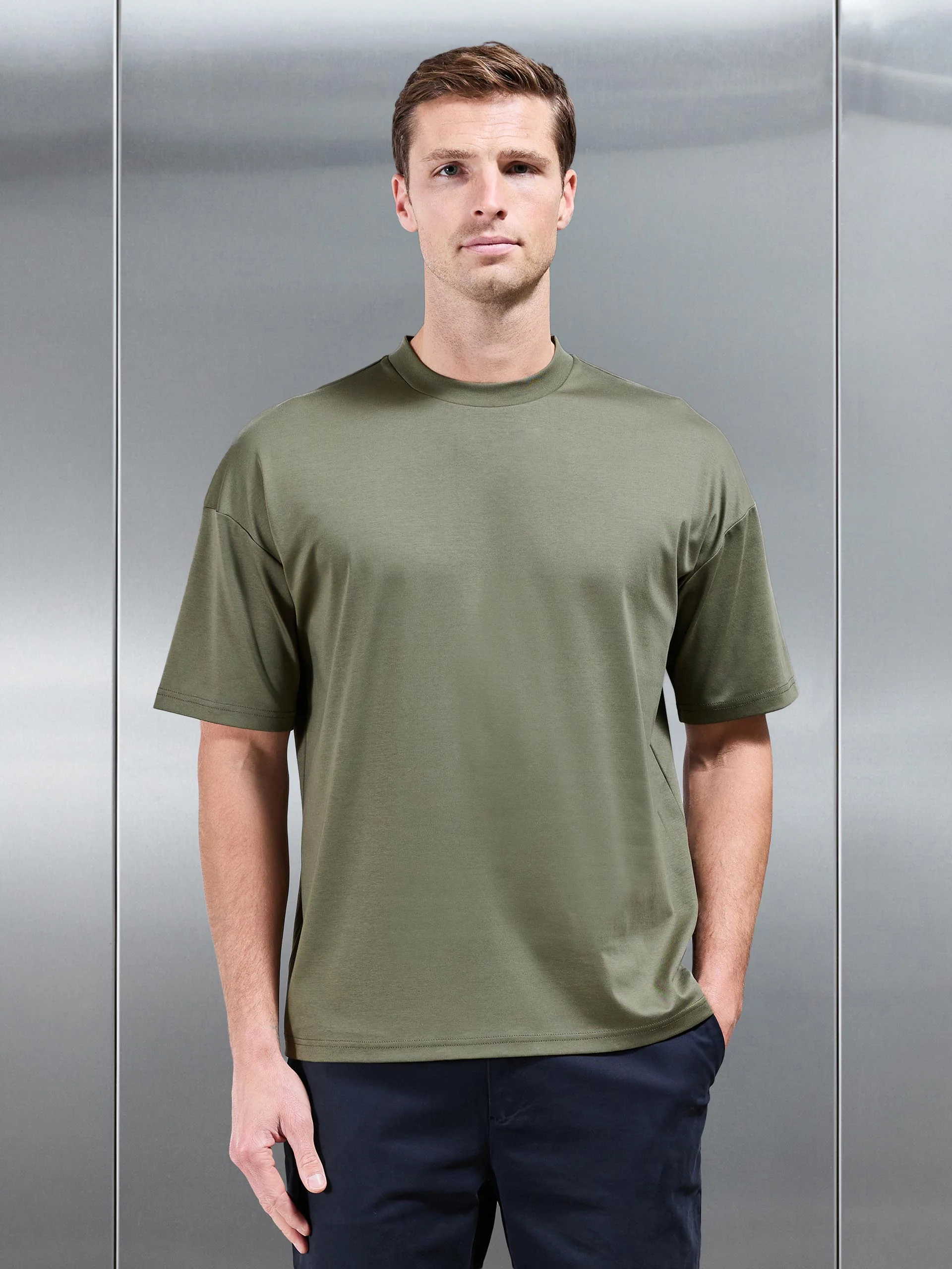 Relaxed Mercerised Interlock T-Shirt in Sage