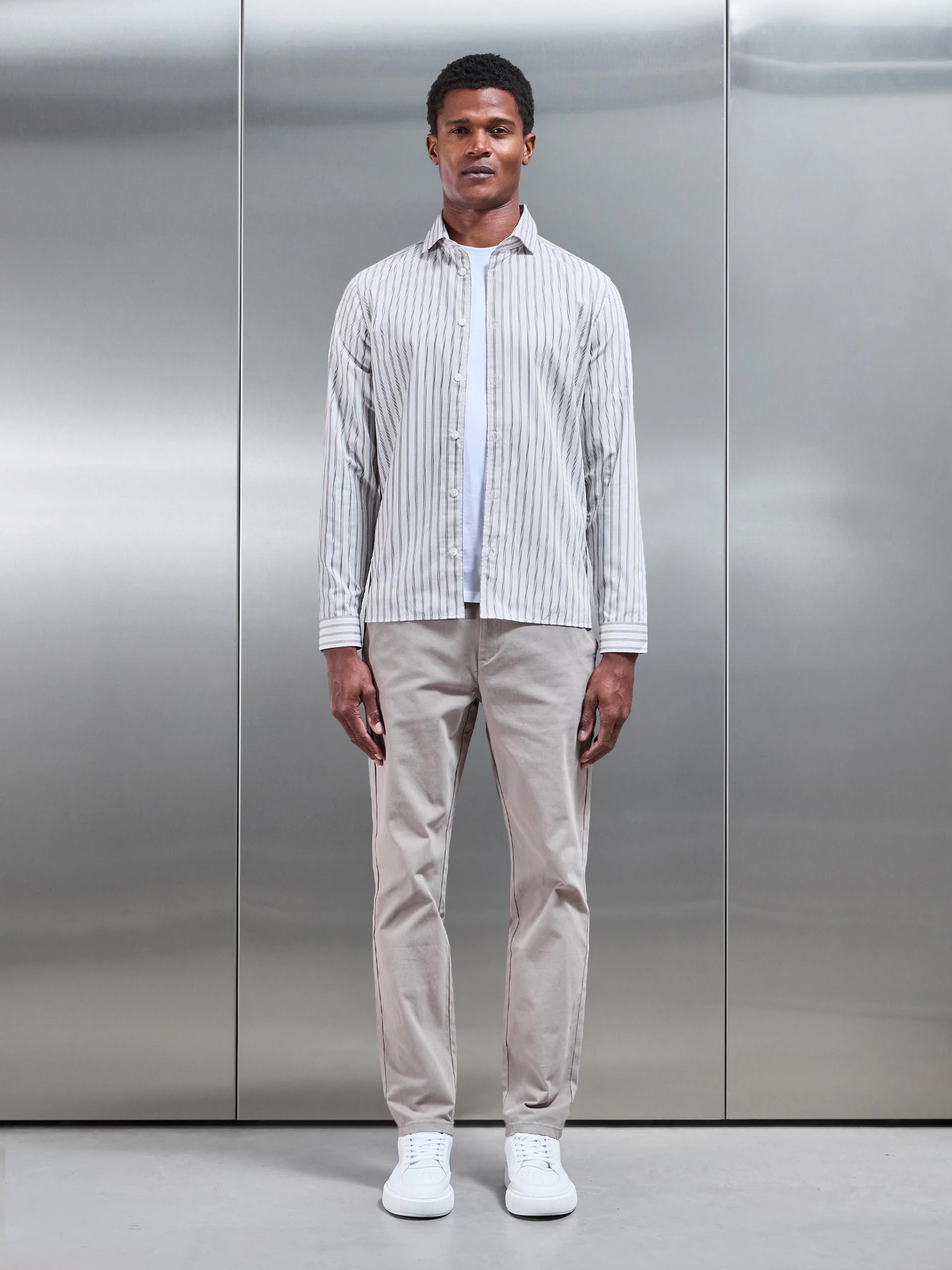 Resort Stripe Shirt in Stone - Image 3