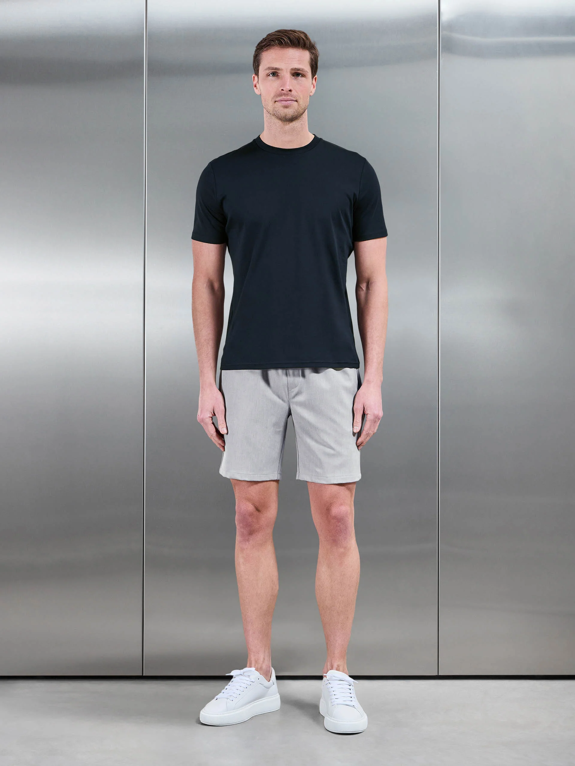 Smart Drawstring Tailored Short in Stone - Image 2
