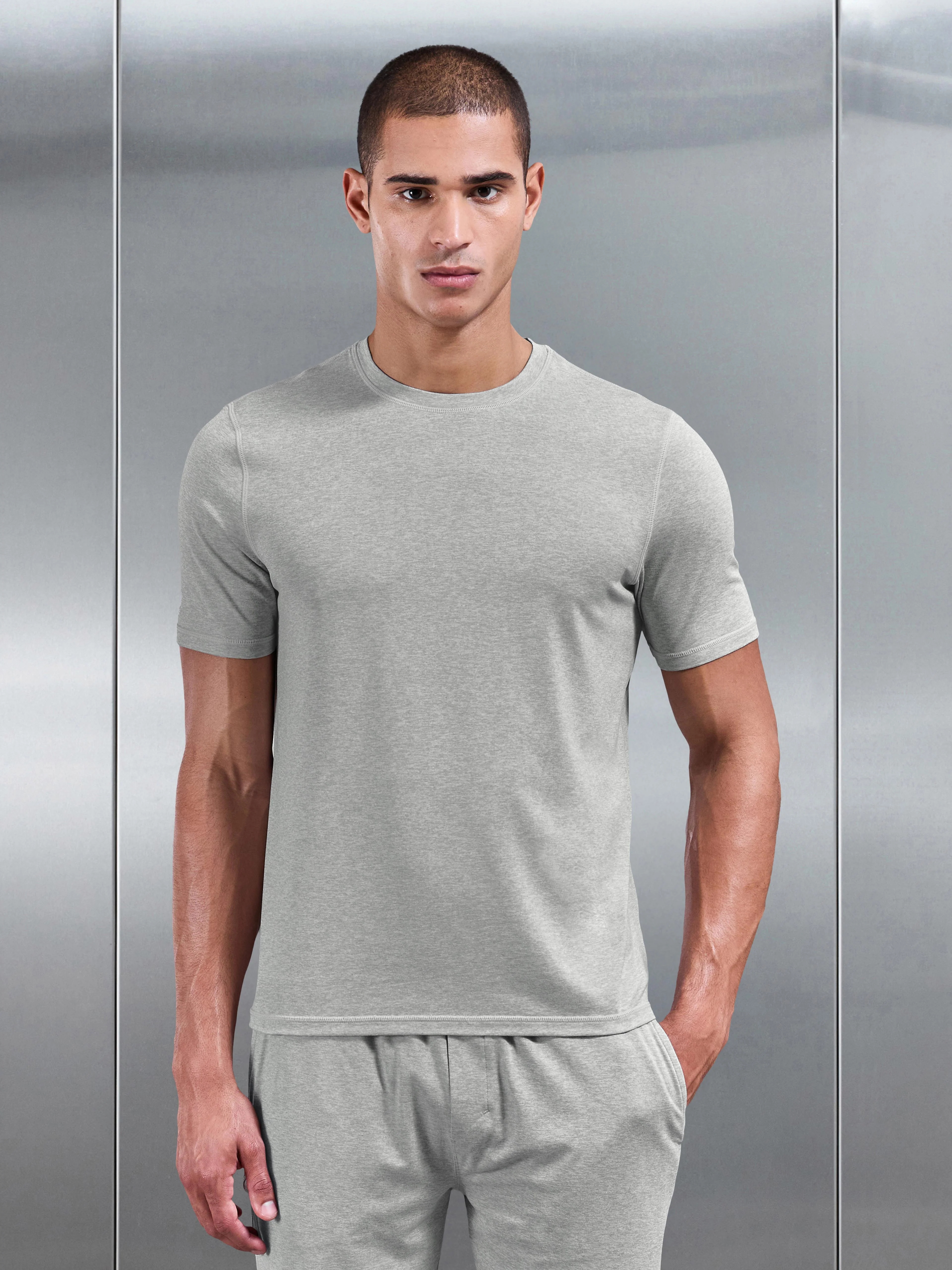 Soft Jersey Motion T-Shirt in Marl Grey - Image 3