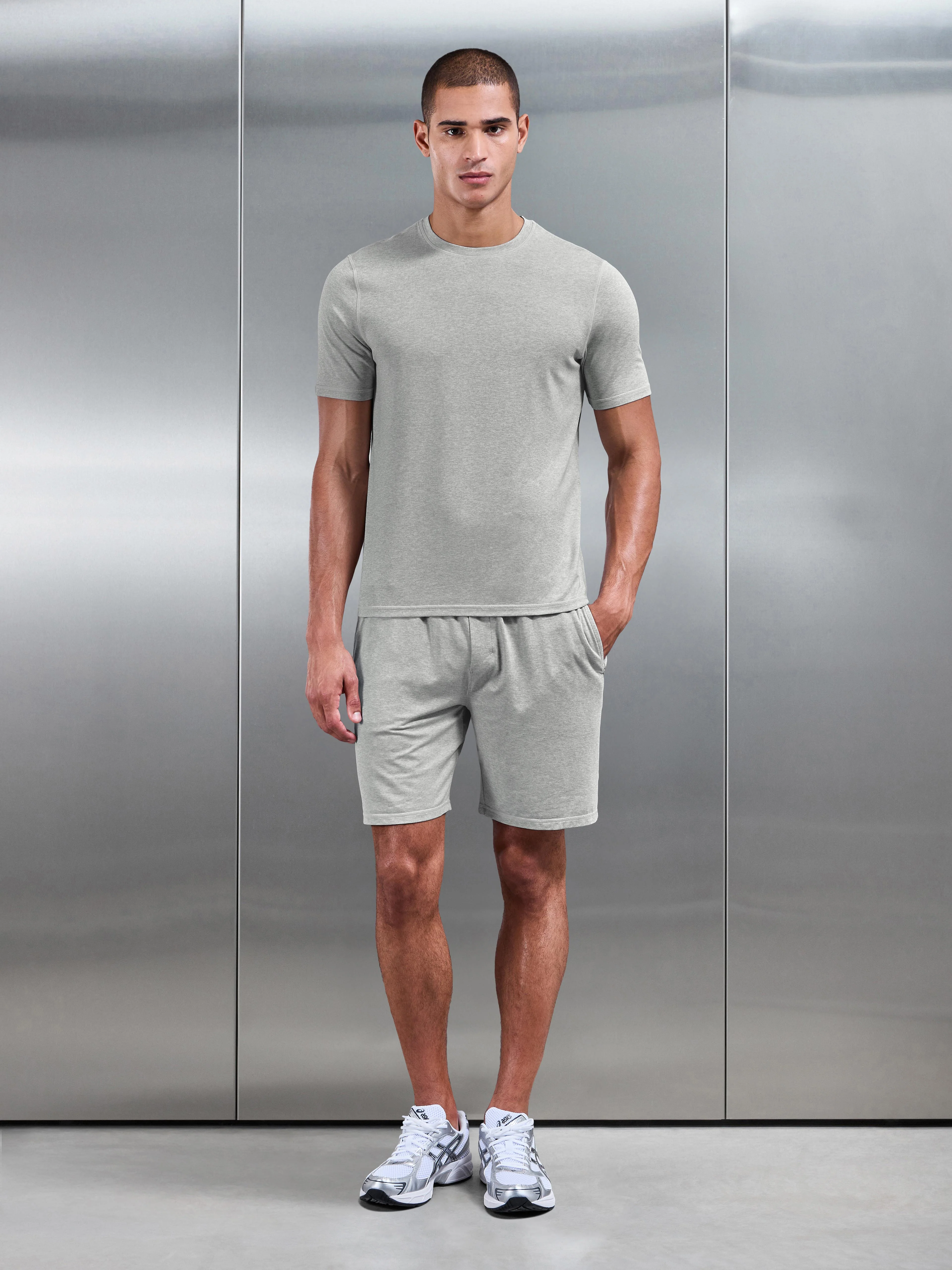 Soft Jersey Motion T-Shirt in Marl Grey - Image 4