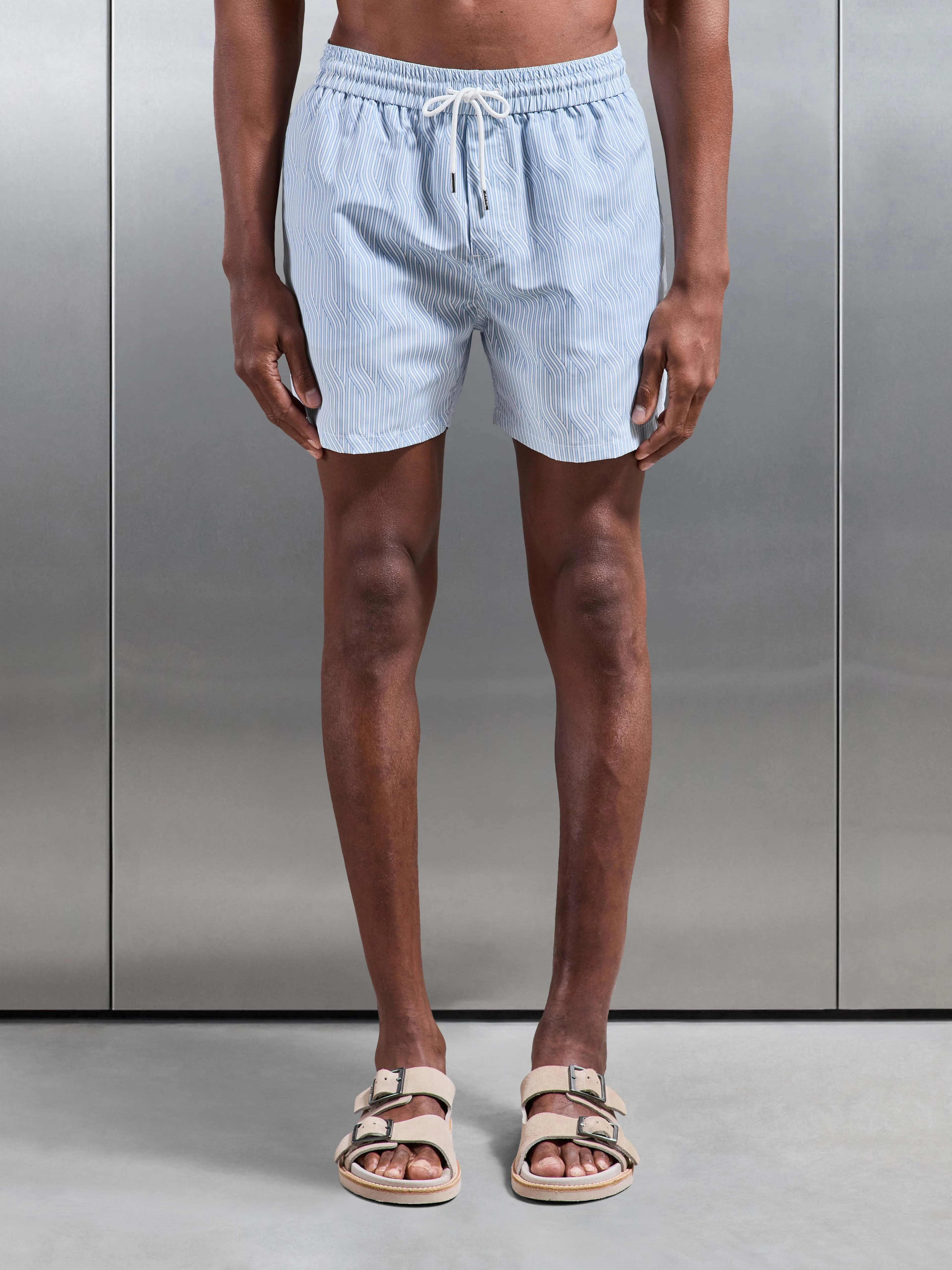 Solis Printed Swim Short in Light Blue