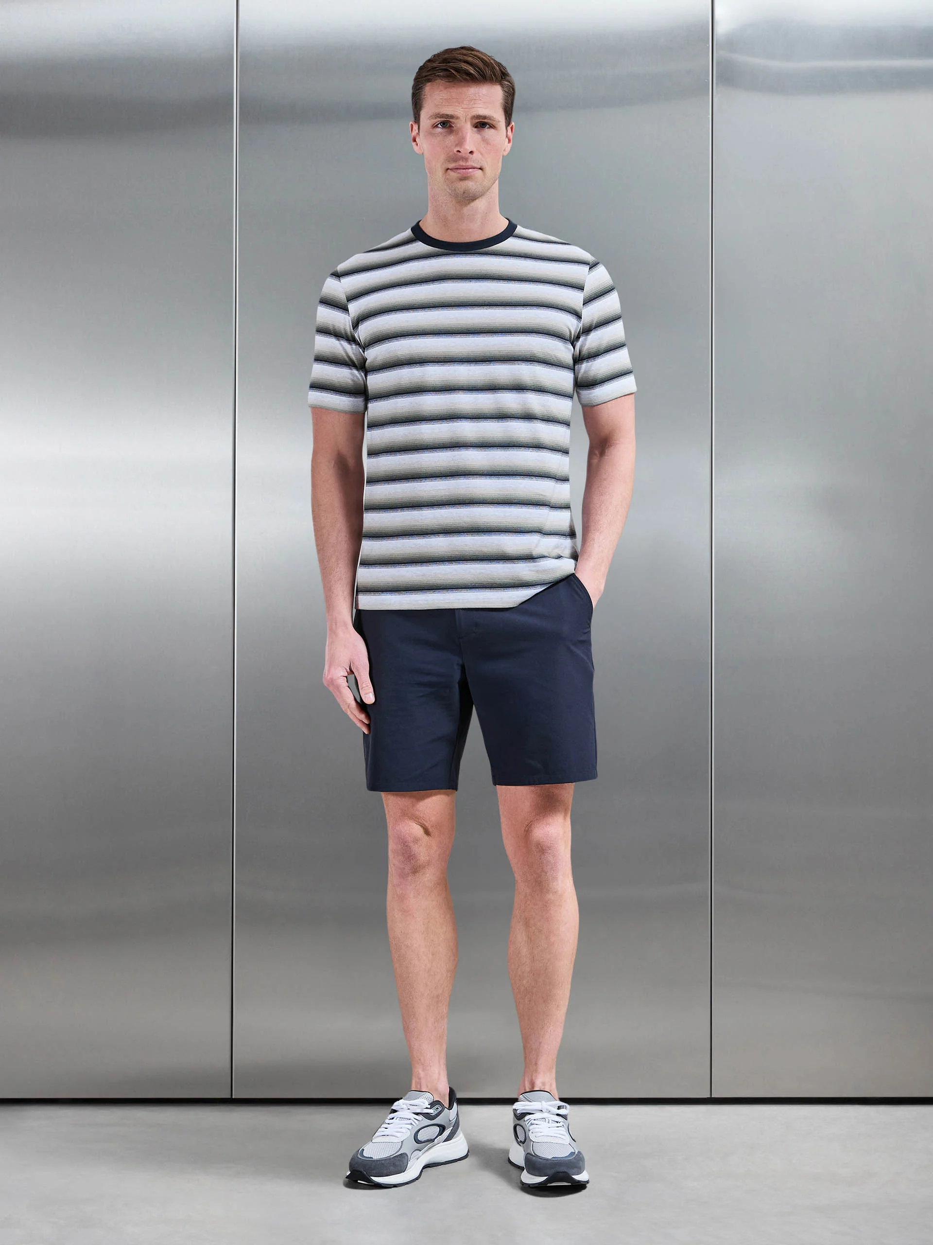 Space Dye Stripe T-Shirt in Navy - Image 2