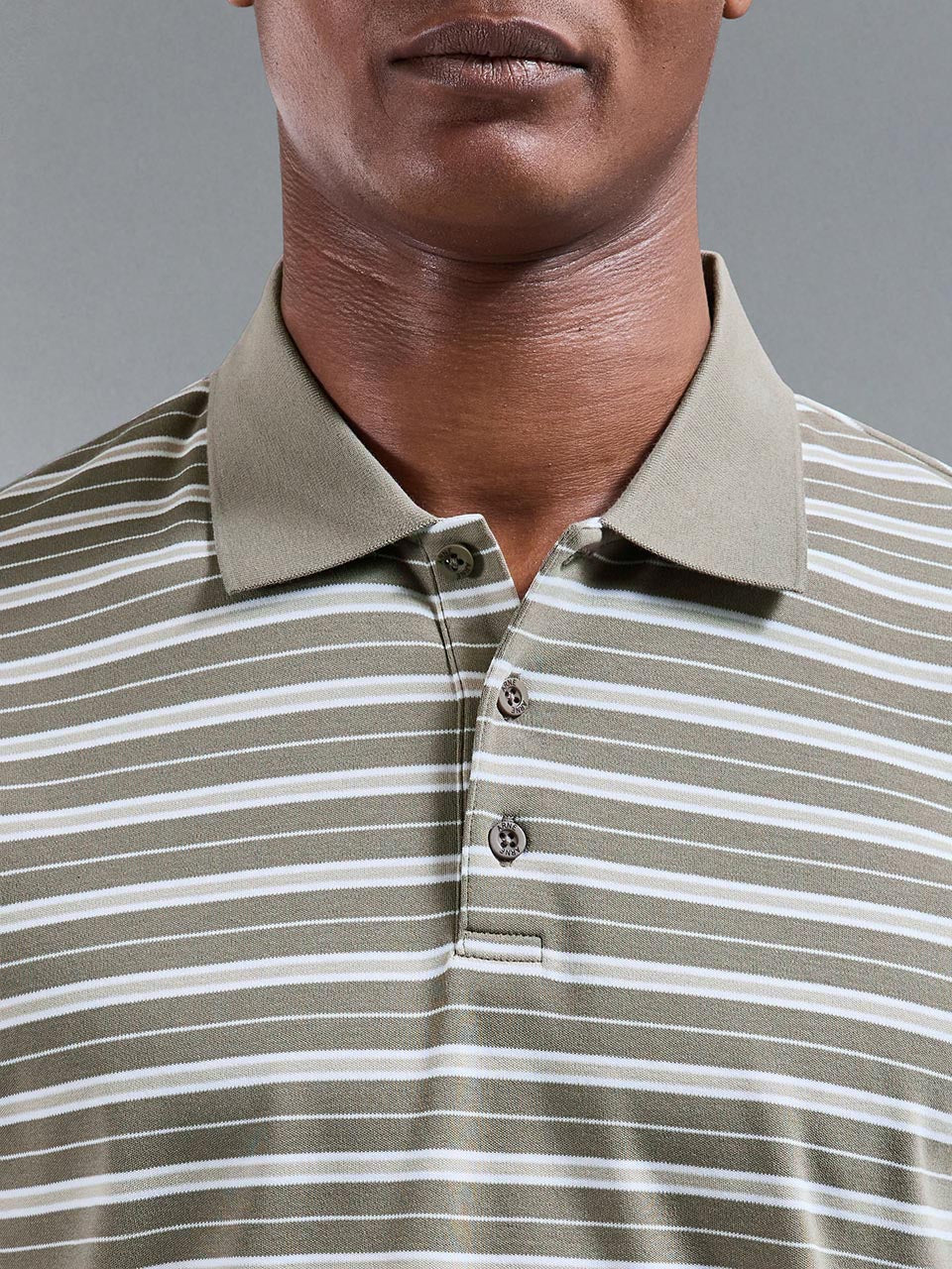 Stripe Mercerised Interlock Polo Shirt in Sage - Image 3