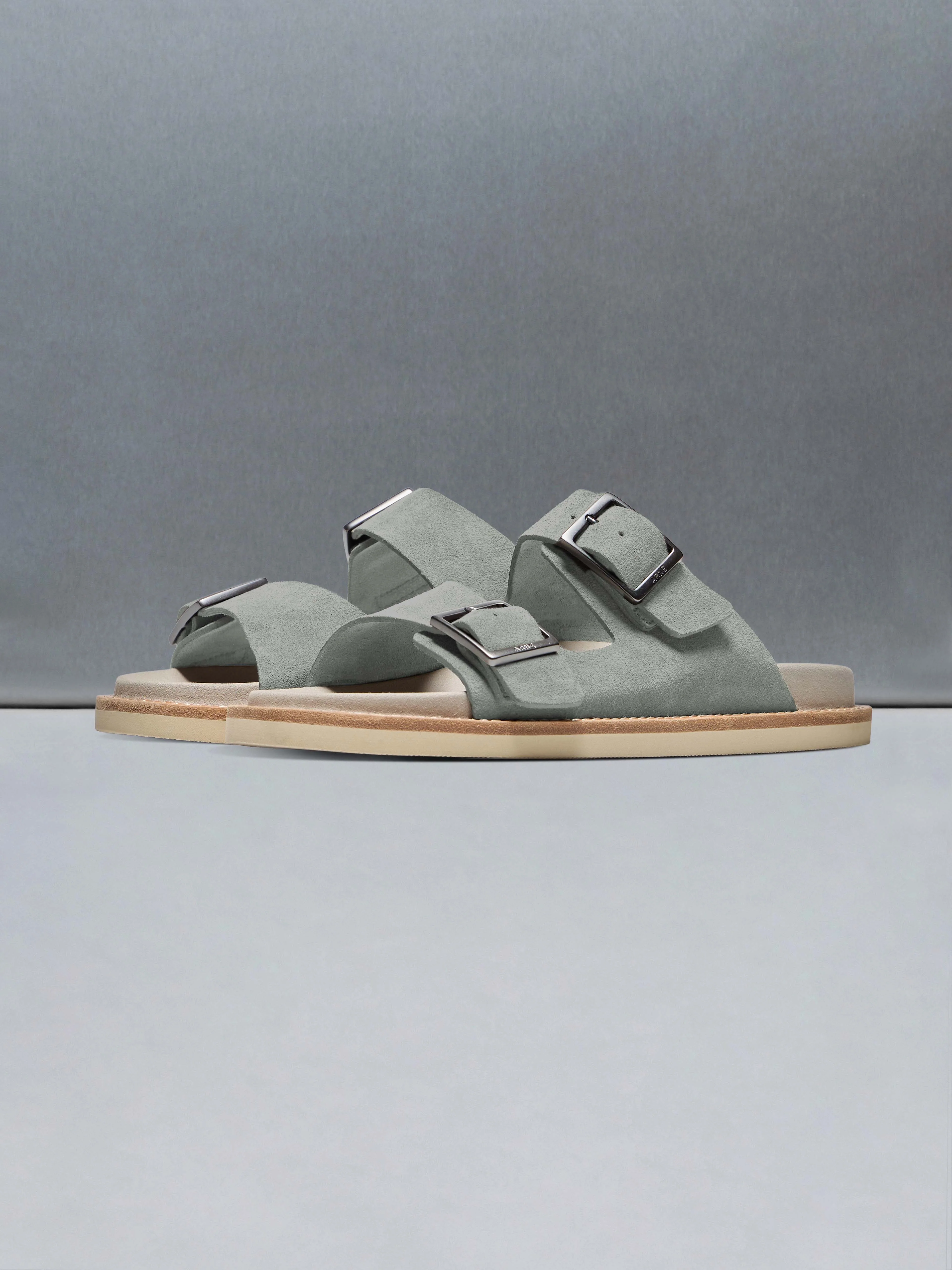 Suede Sandal in Olive - Image 2