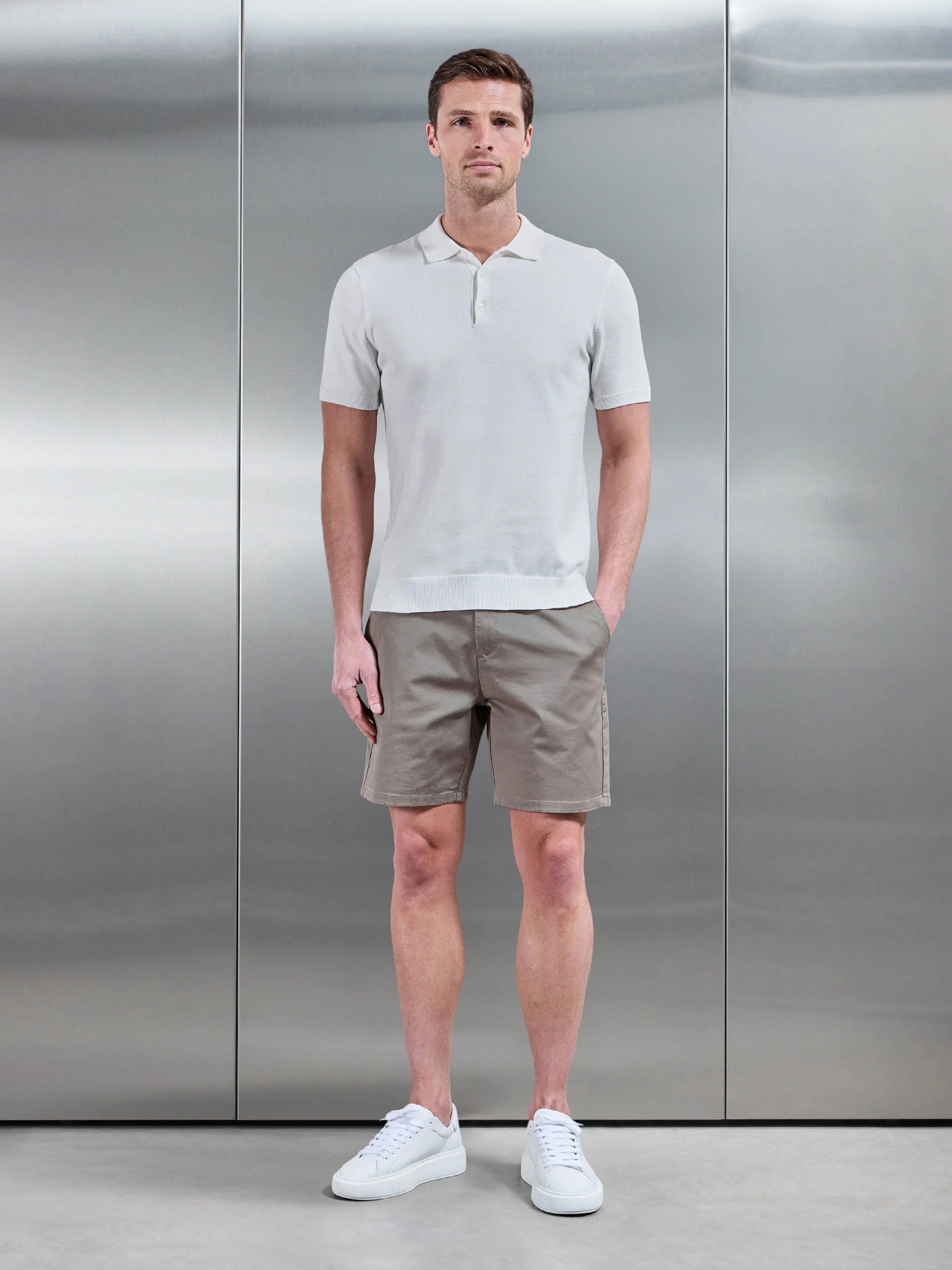 Tailored Chino Short in Taupe - Image 2