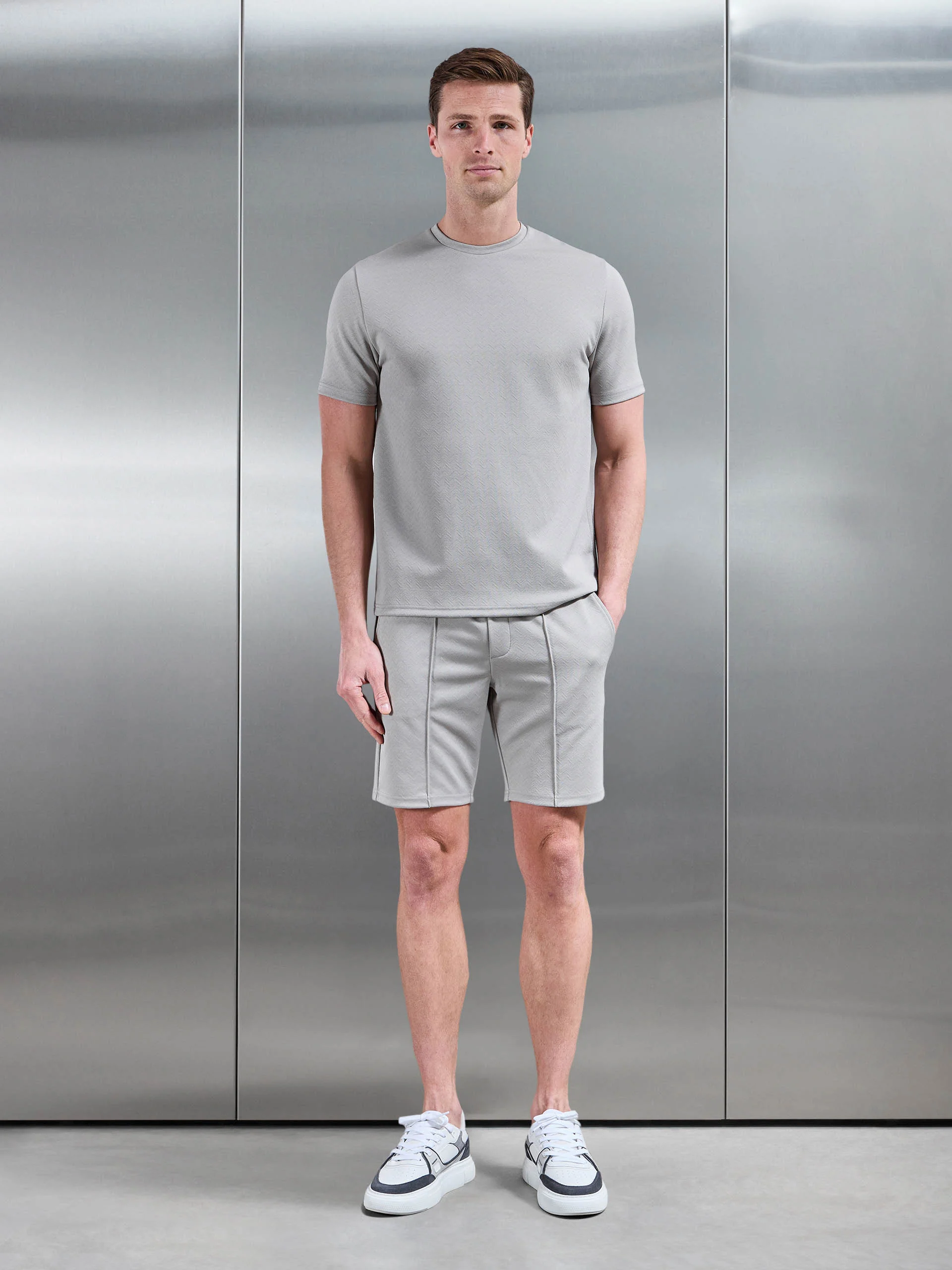 Textured Interlock Short in Stone - Image 2