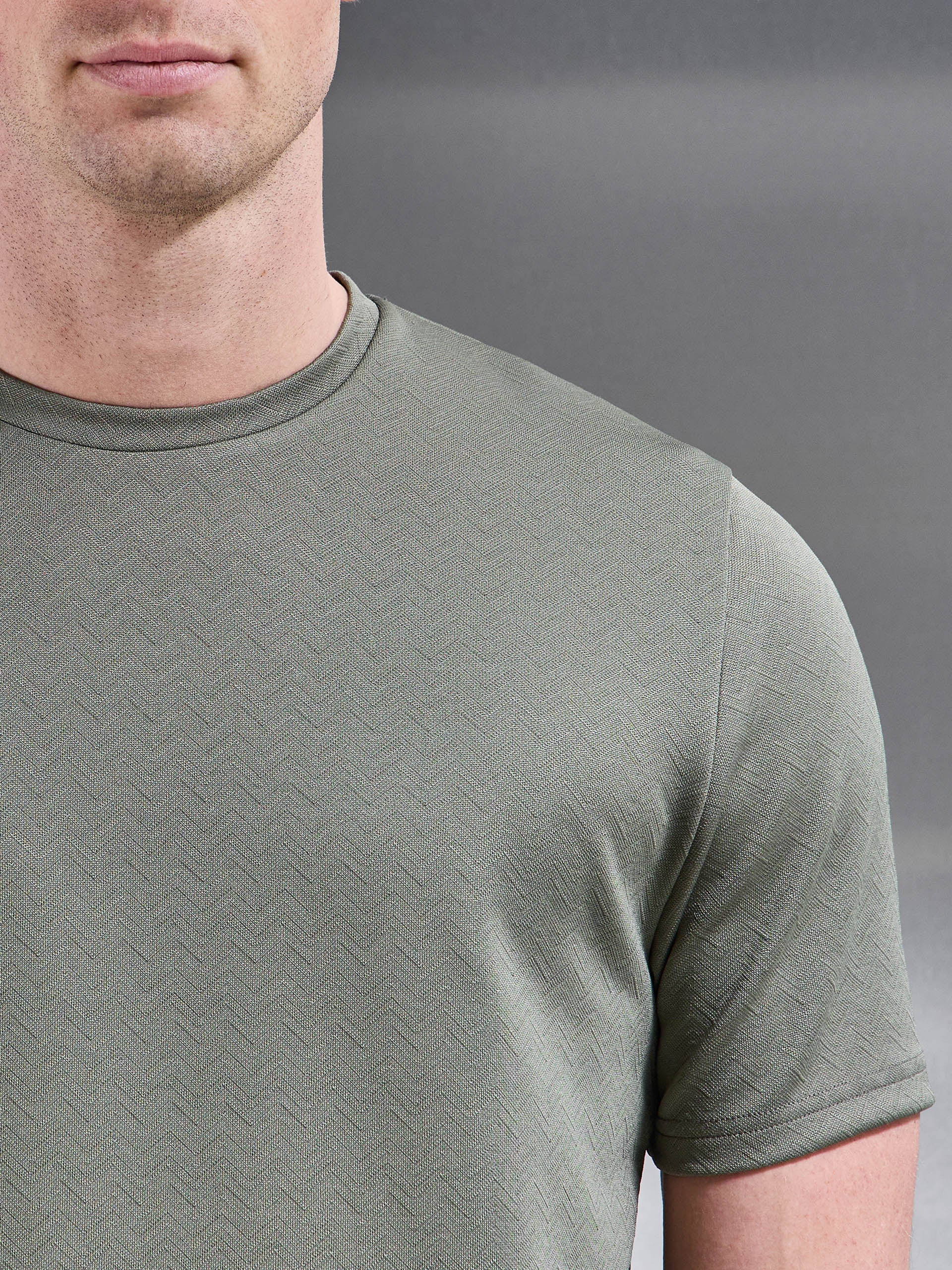 Textured Interlock T-Shirt in Sage - Image 4