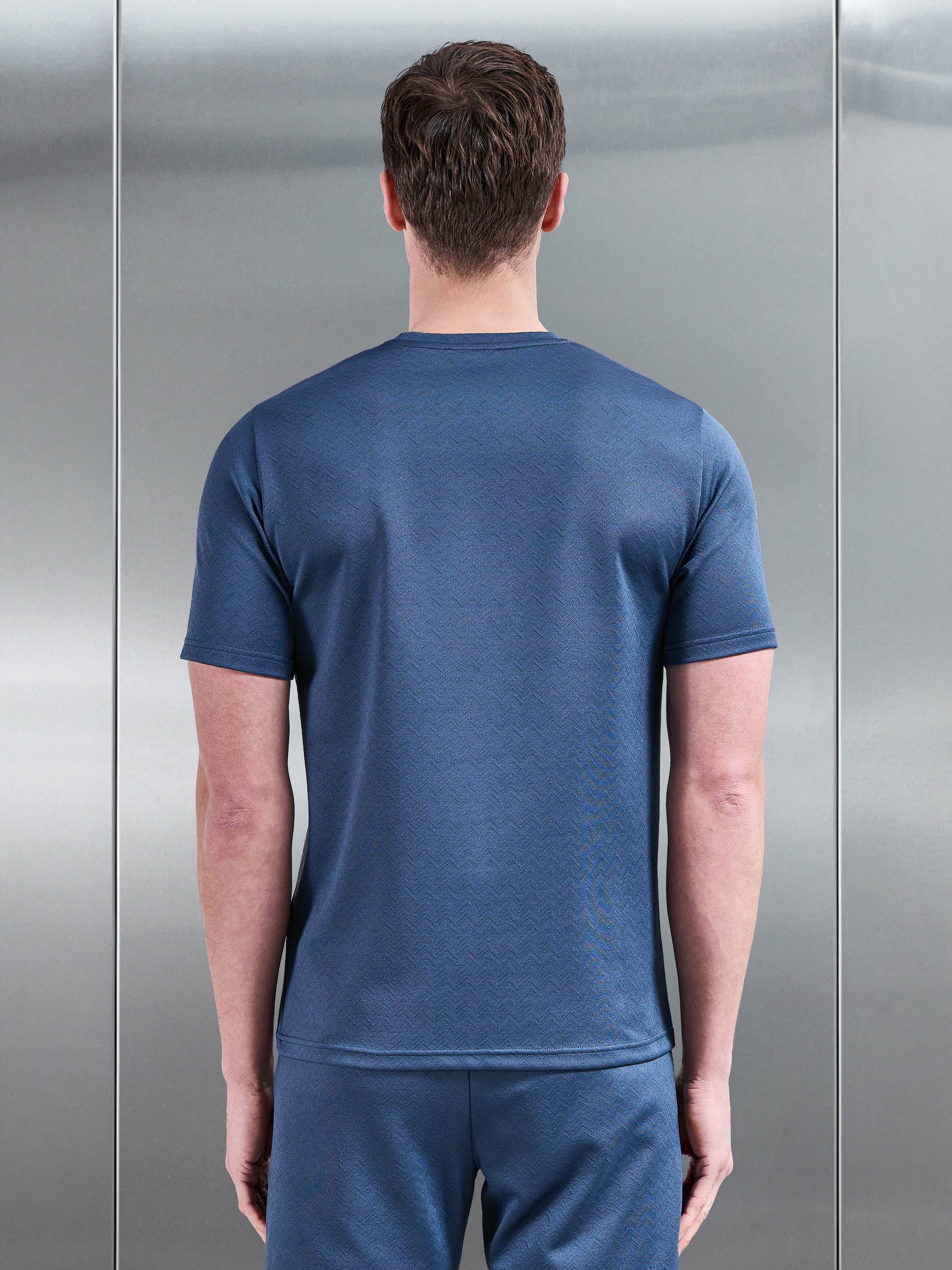 Textured Interlock T-Shirt in Steel Blue - Image 3