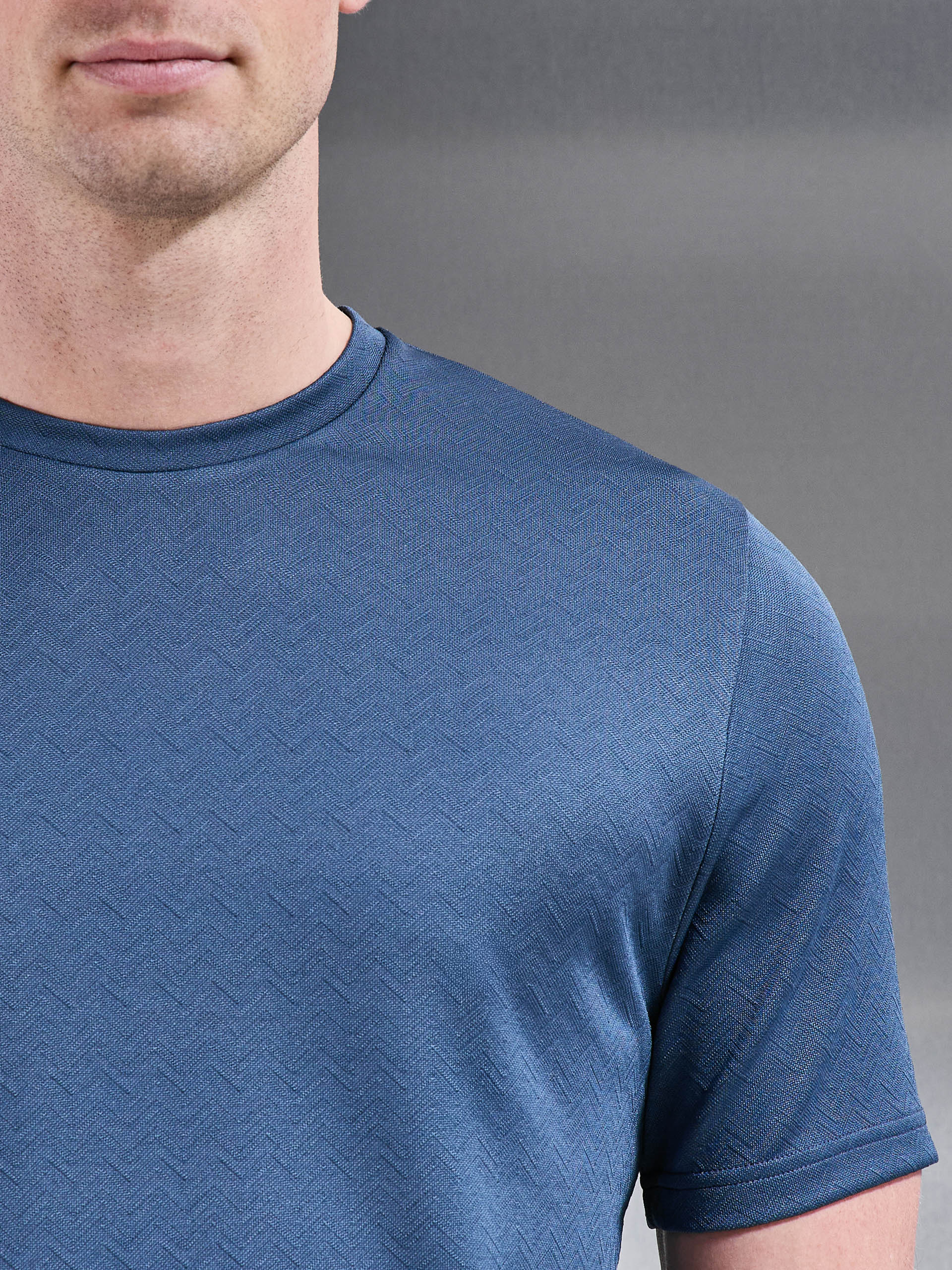 Textured Interlock T-Shirt in Steel Blue - Image 4