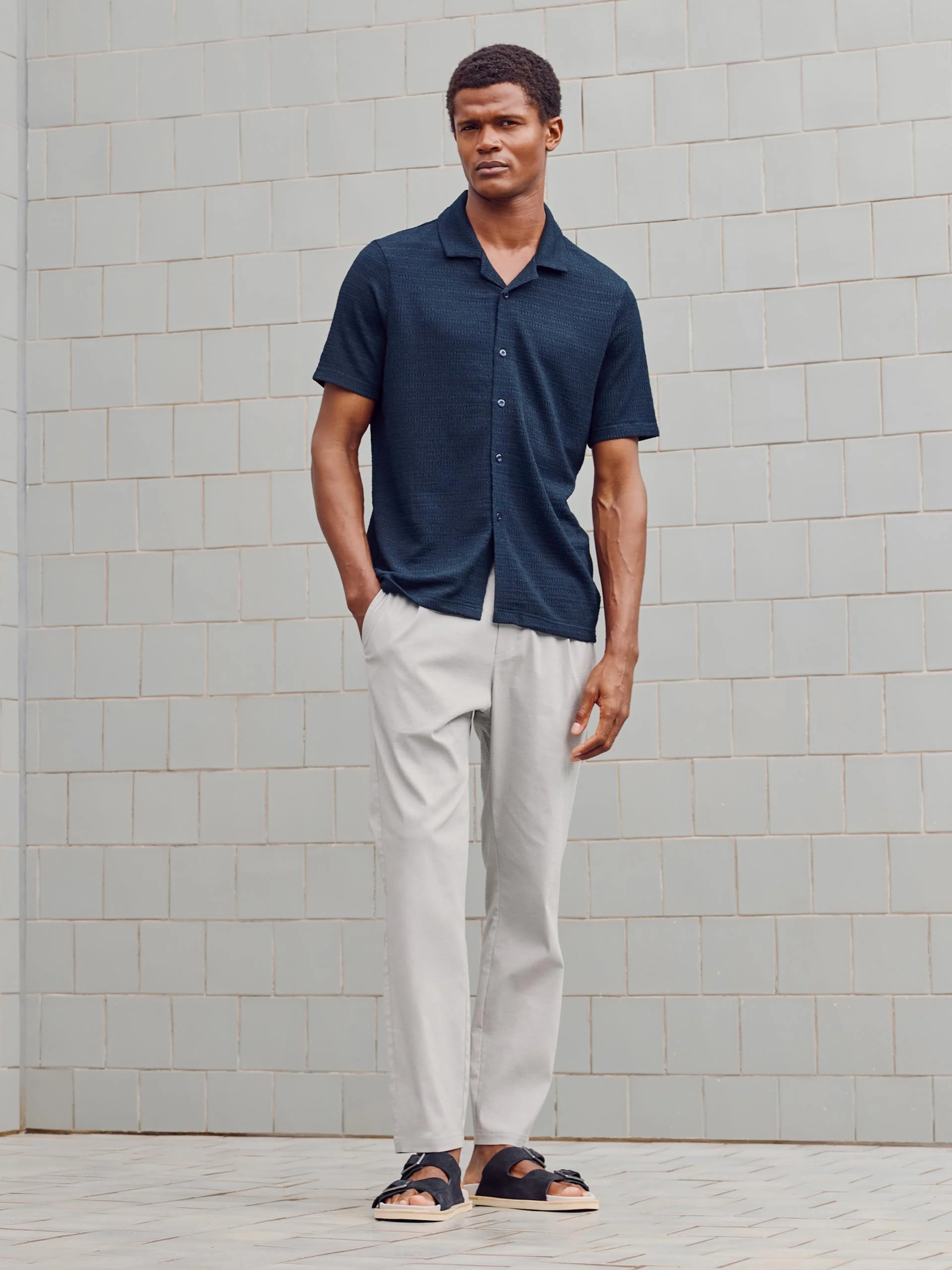 To The Beach Revere Collar Shirt in Navy - Image 2