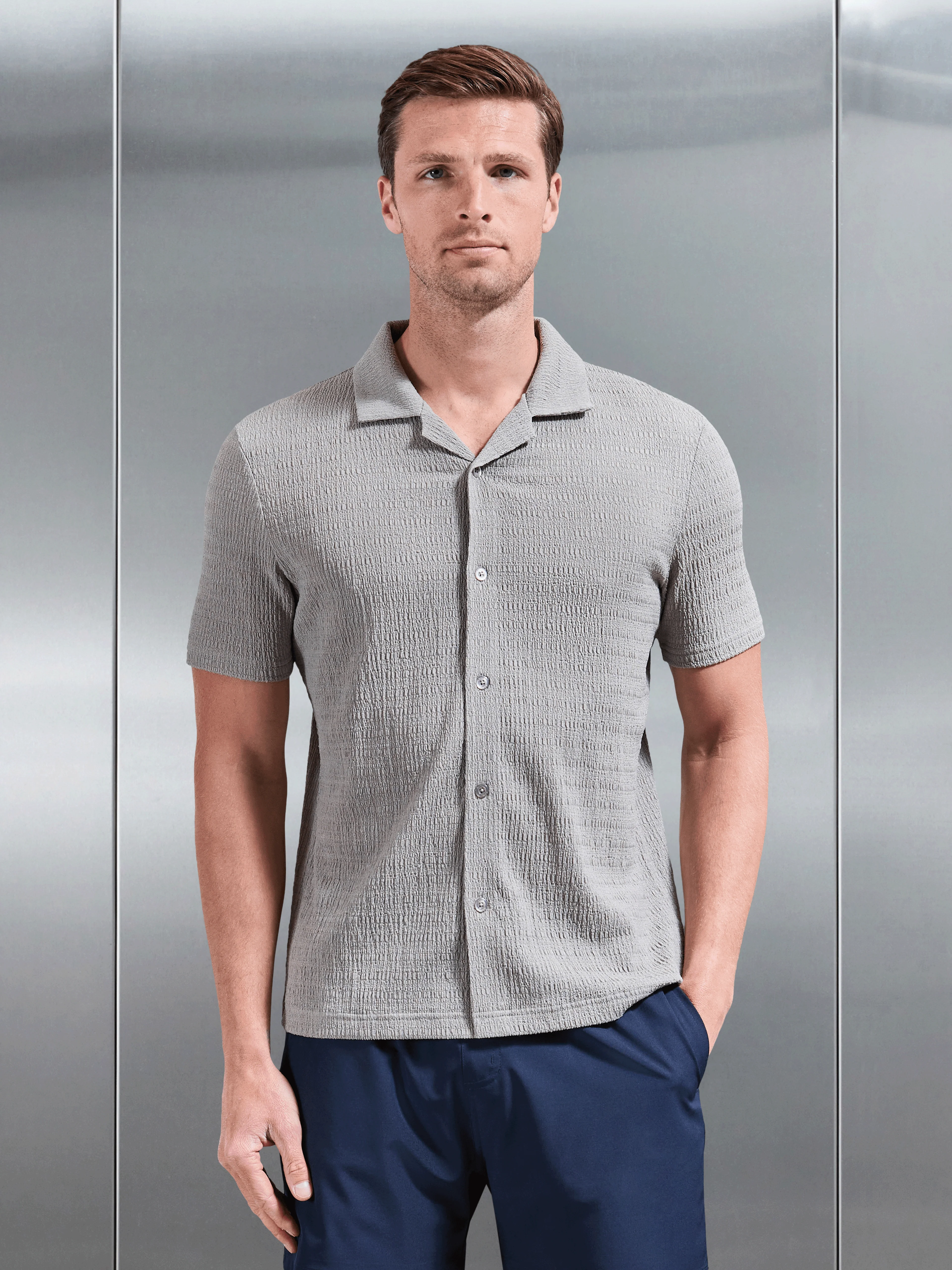 To The Beach Revere Collar Shirt in Stone