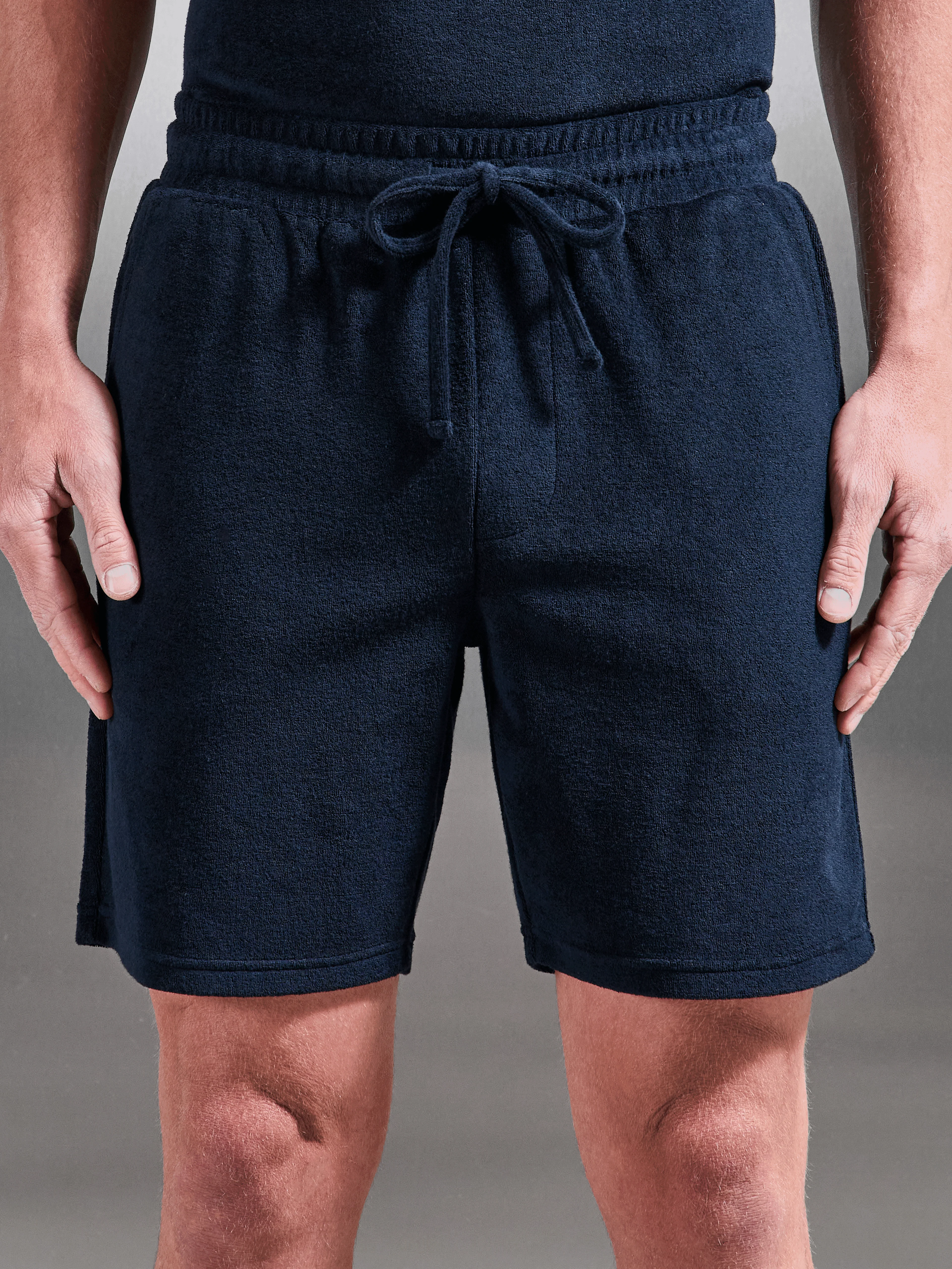 Towelling Short in Navy - Image 3