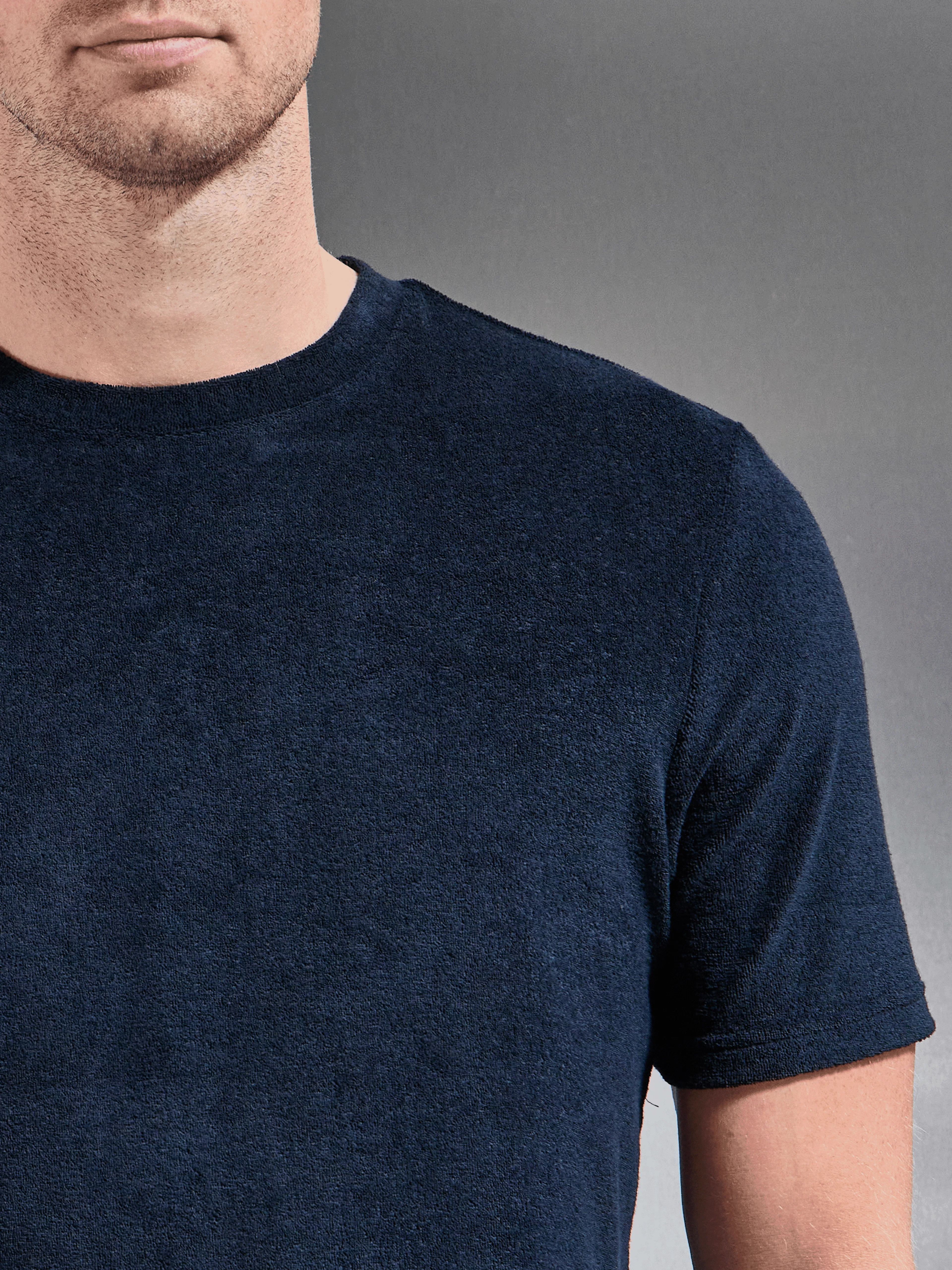 Towelling T-Shirt in Navy - Image 3