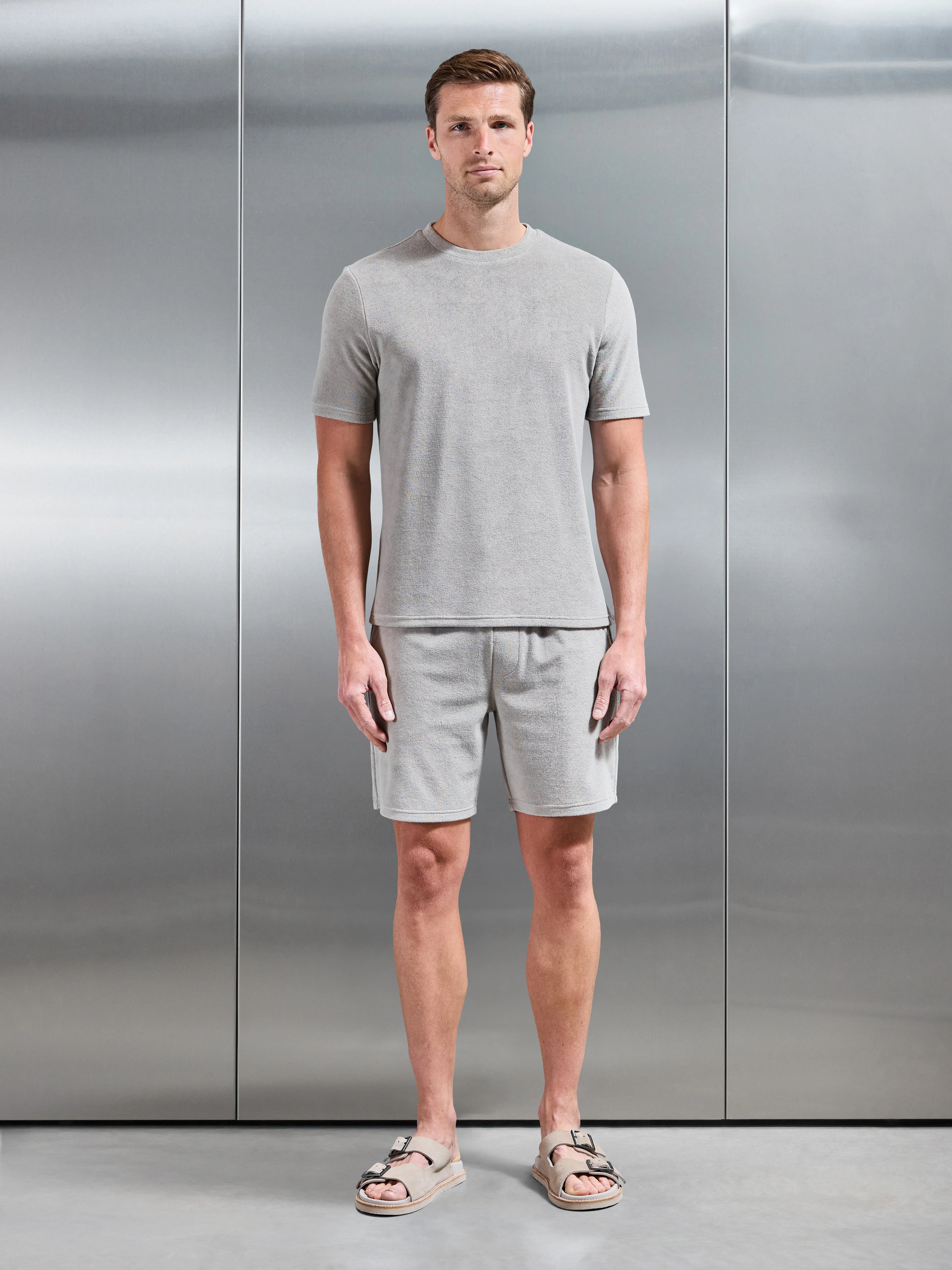 Towelling T-Shirt in Stone - Image 2