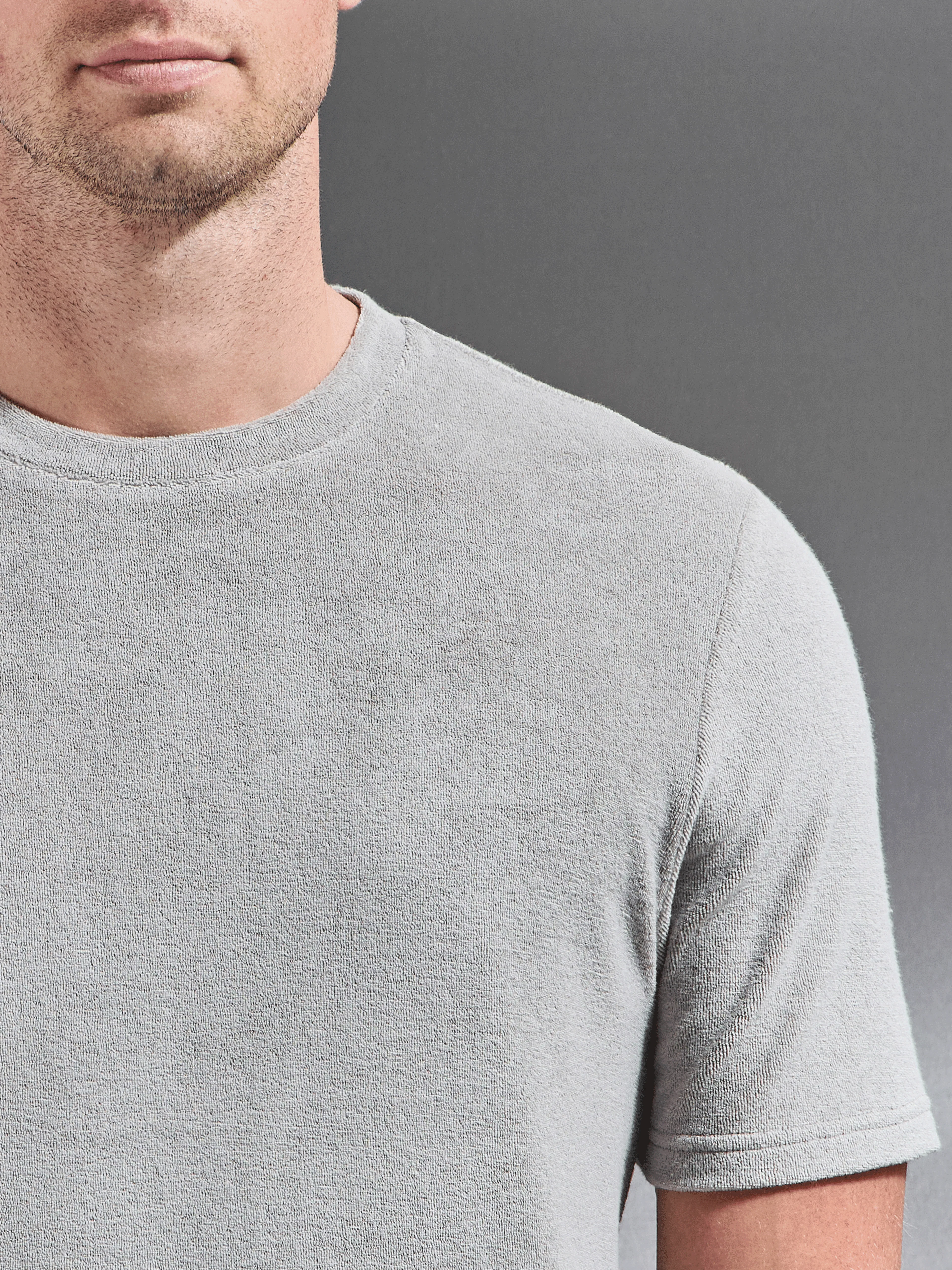 Towelling T-Shirt in Stone - Image 3