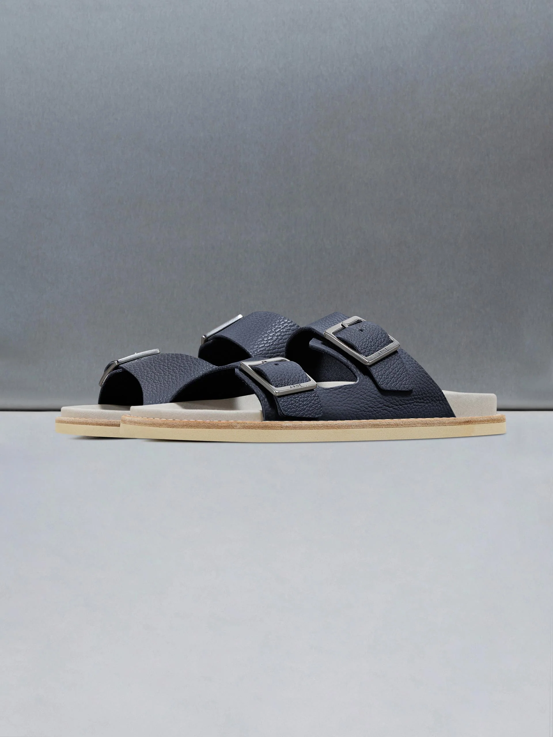 Tumbled Leather Sandal in Navy - Image 3