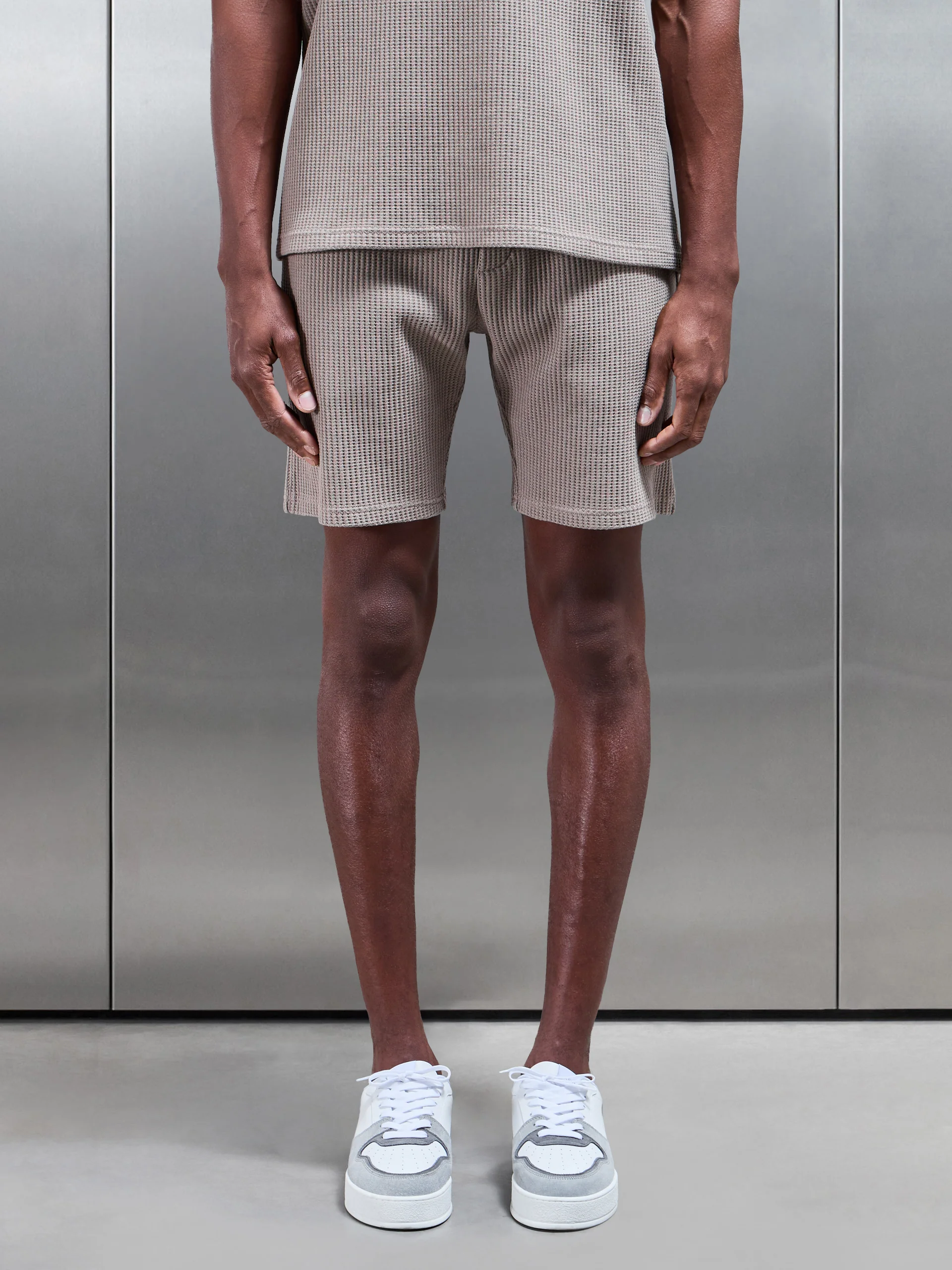 Waffle Relaxed Short in Taupe