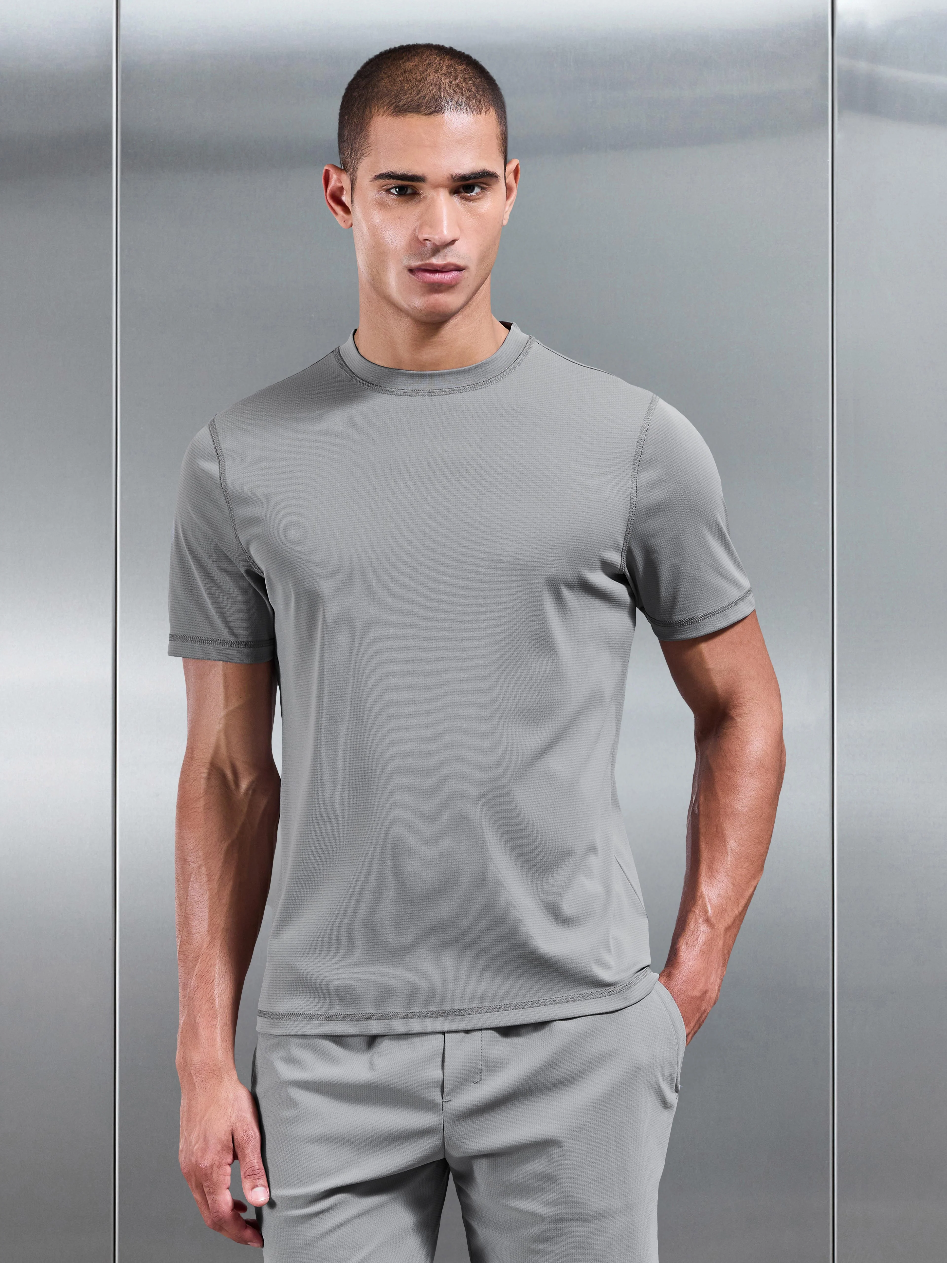 Warp Knitted T-Shirt in Grey - Image 3
