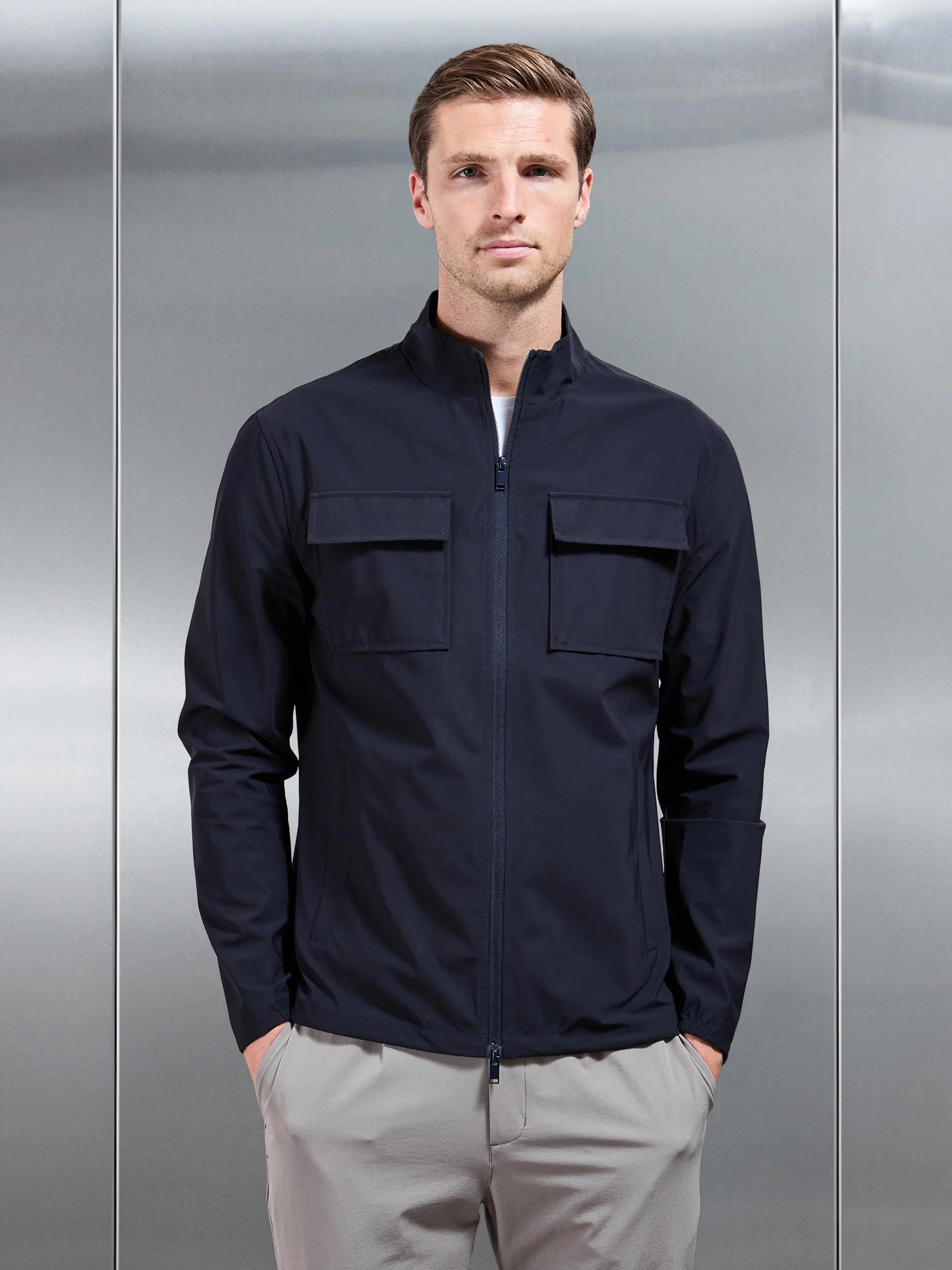 Water Repellent Cargo Jacket in Navy