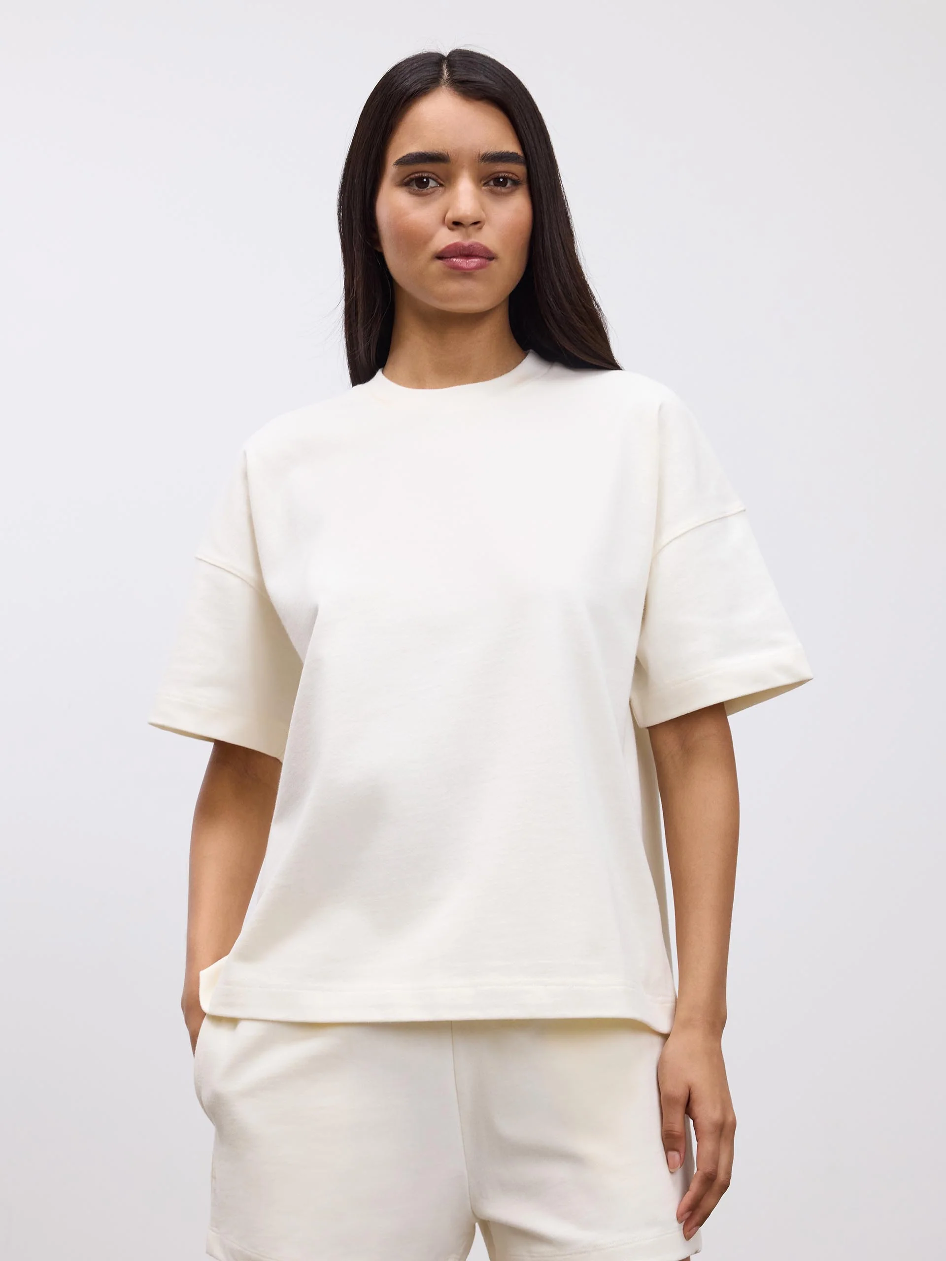 Womens Brushed Relaxed T-Shirt in Ecru