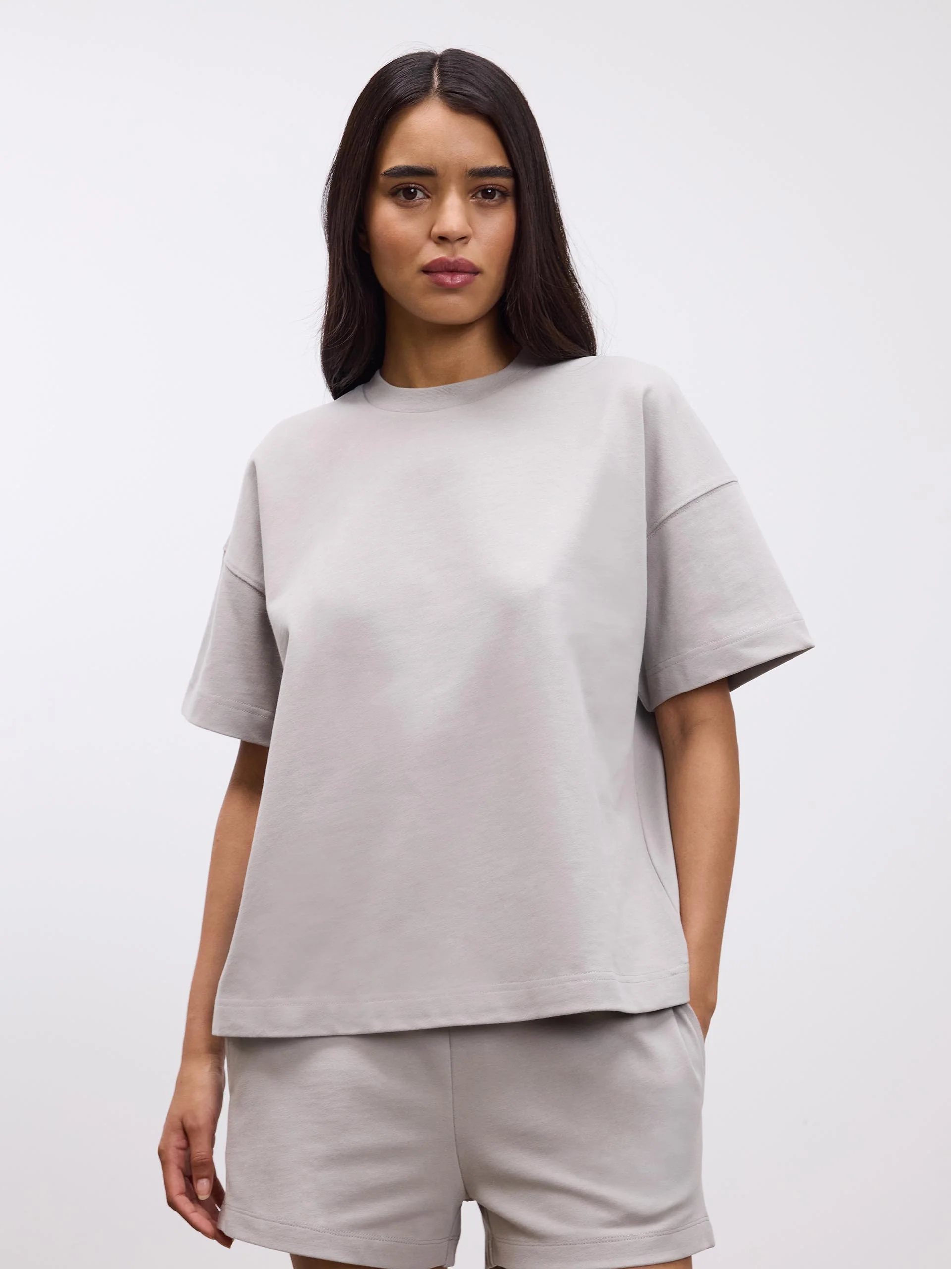 Womens Brushed Relaxed T-Shirt in Stone
