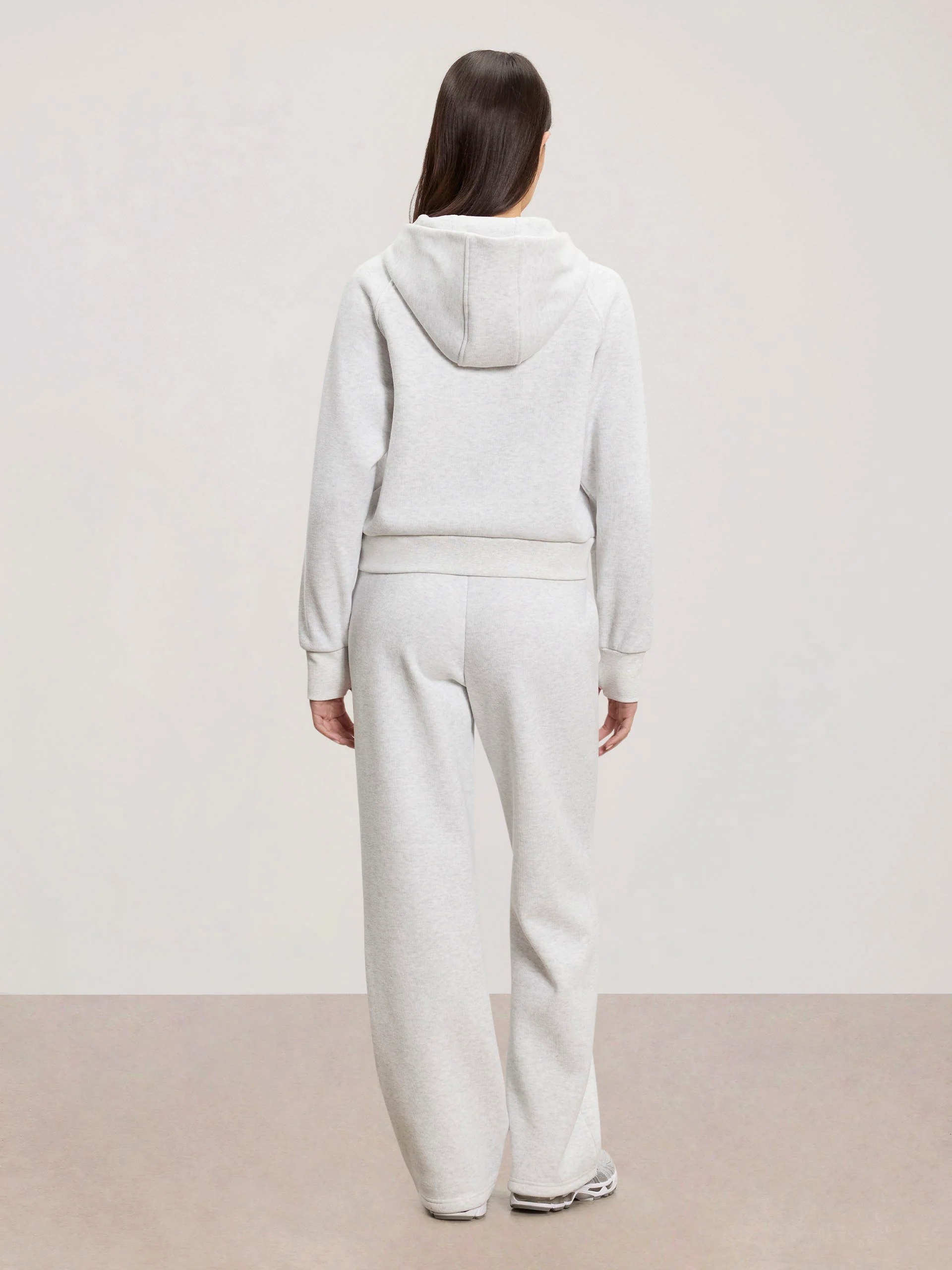 Womens Cosy Fleece Straight Leg Jogger in Marl Grey - Image 4