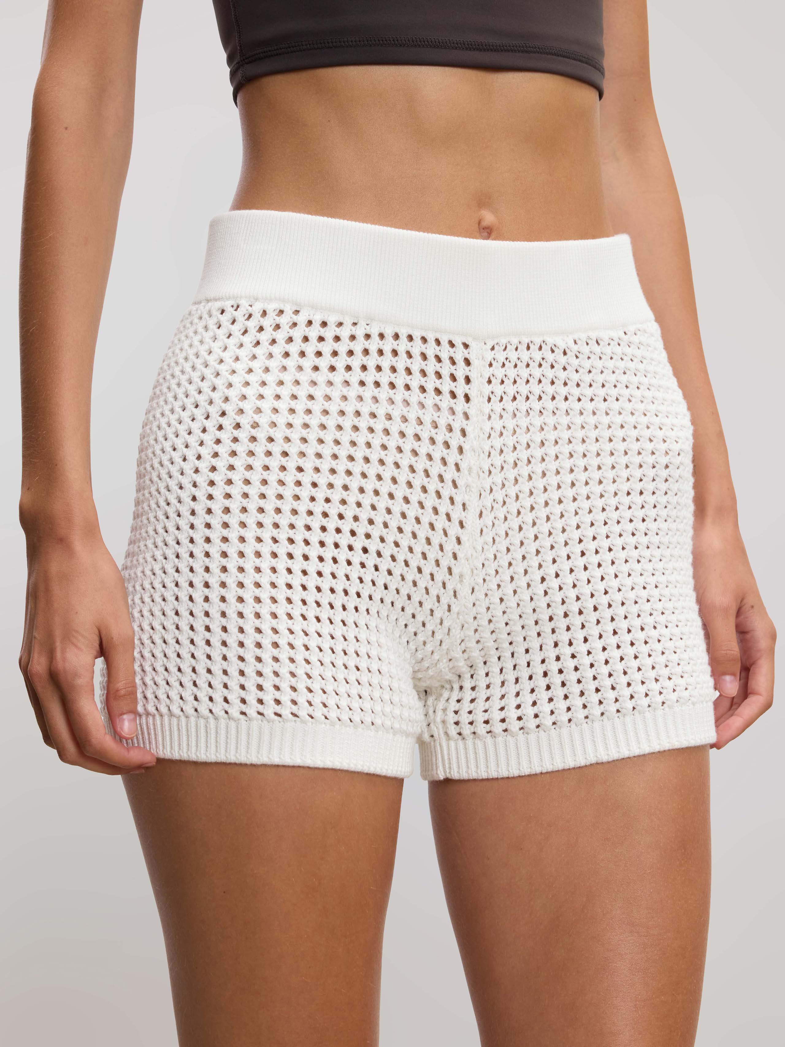 Womens Crochet Short in Ecru - Image 4