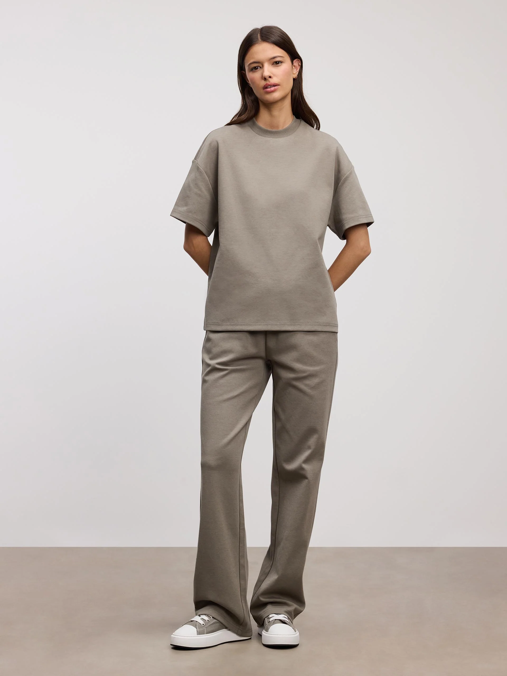 Womens Interlock Straight Leg Jogger in Olive - Image 2