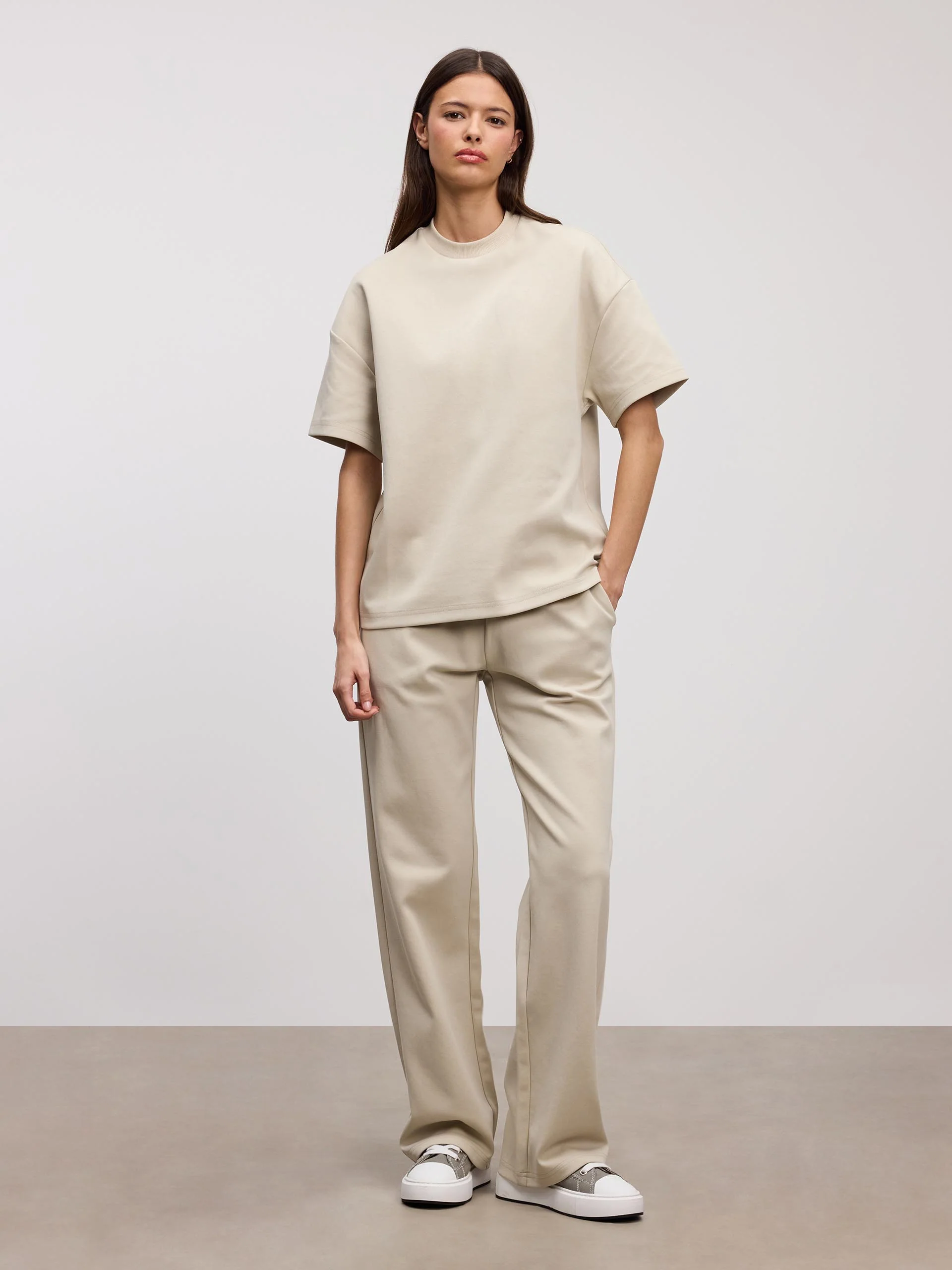 Womens Interlock Straight Leg Jogger in Stone - Image 2