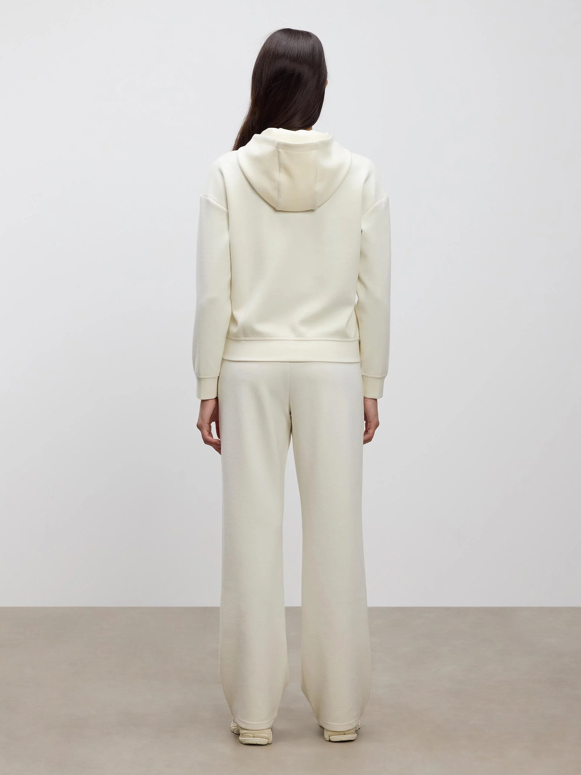 Womens Knitted Relaxed Zip Hoodie in Ecru - Image 5