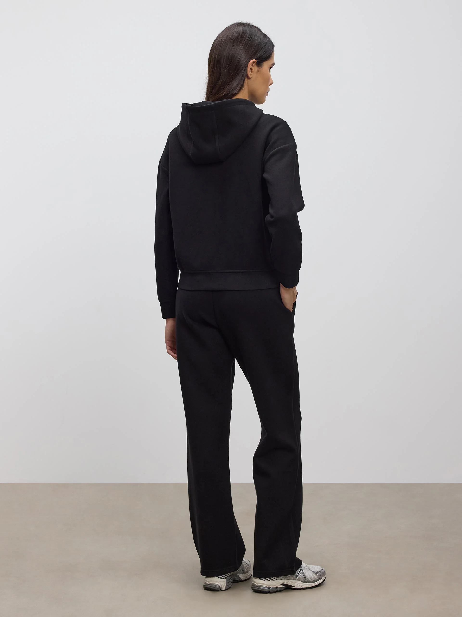 Womens Knitted Straight Leg Jogger in Black - Image 3