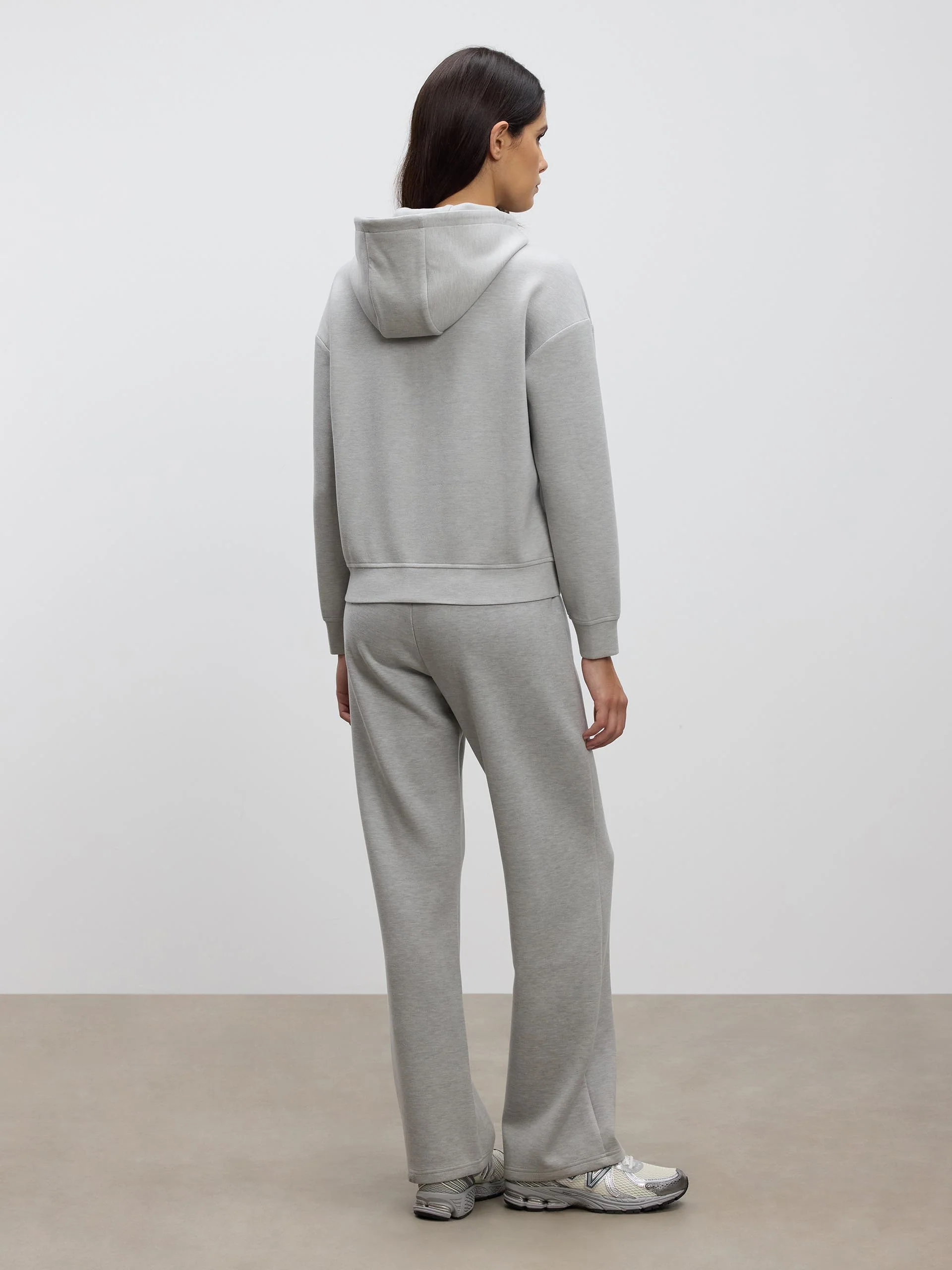 Womens Knitted Straight Leg Jogger in Marl Grey - Image 3
