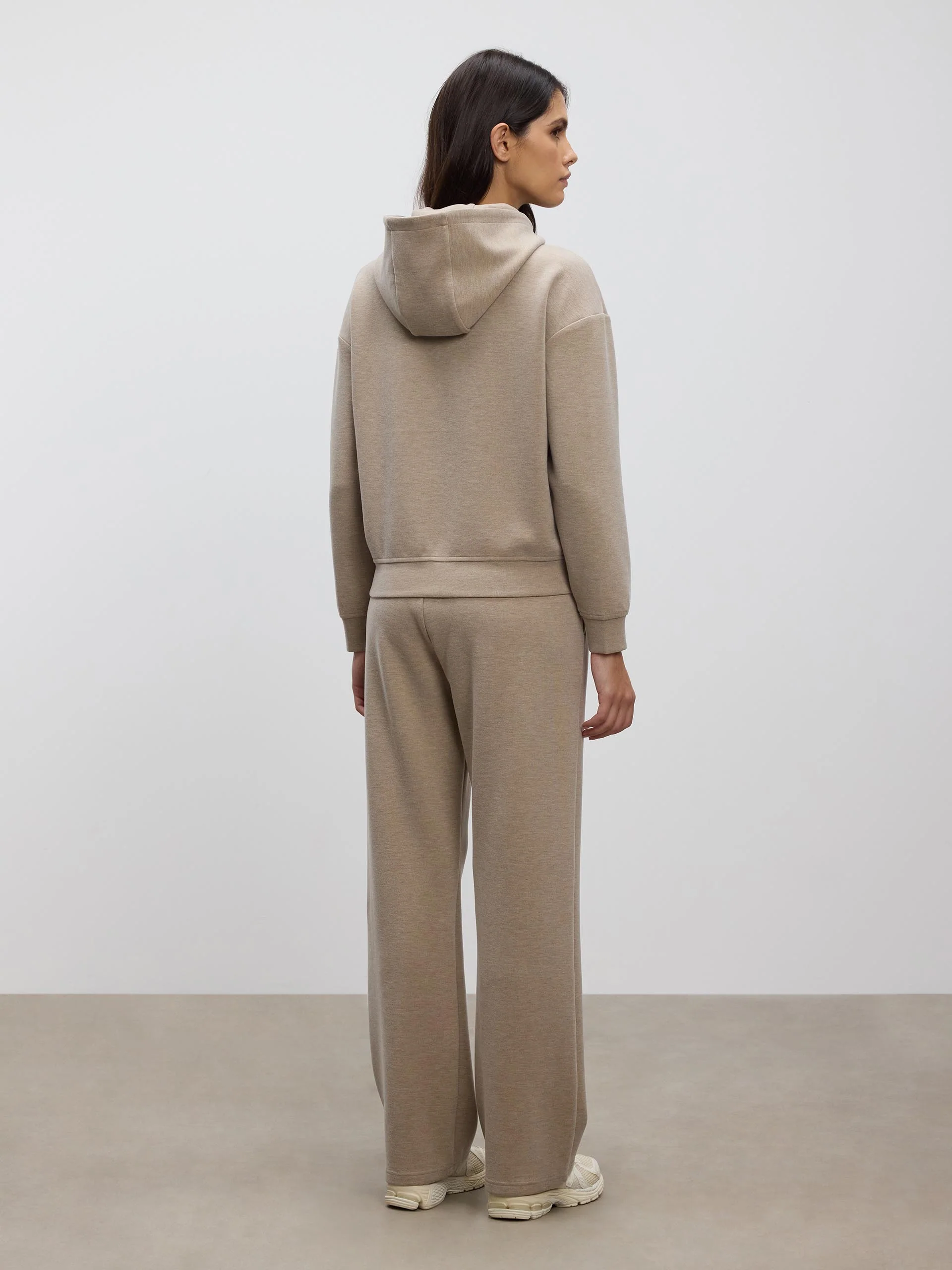 Womens Knitted Straight Leg Jogger in Stone - Image 4