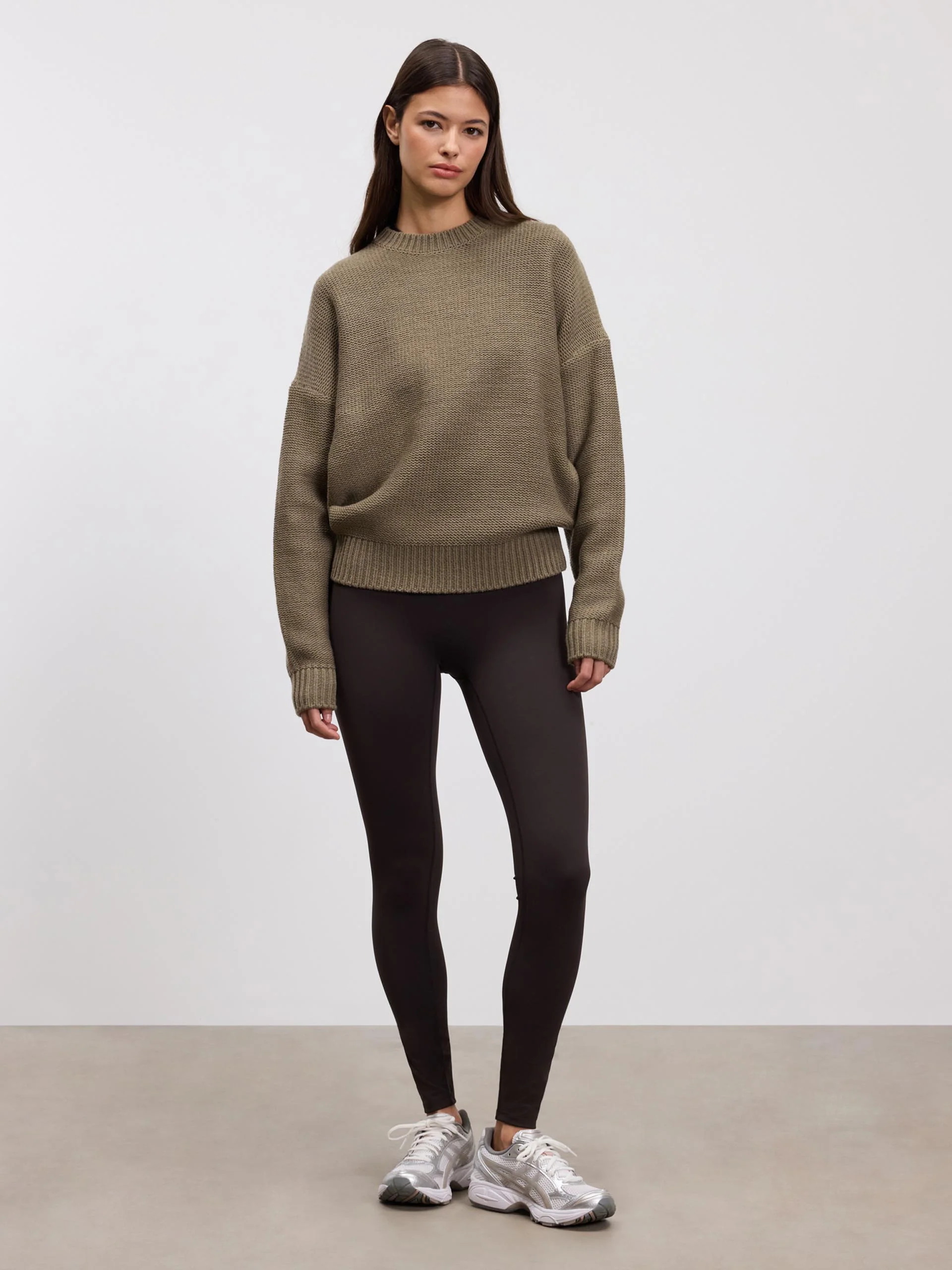 Womens Knitted Sweatshirt in Stone - Image 2
