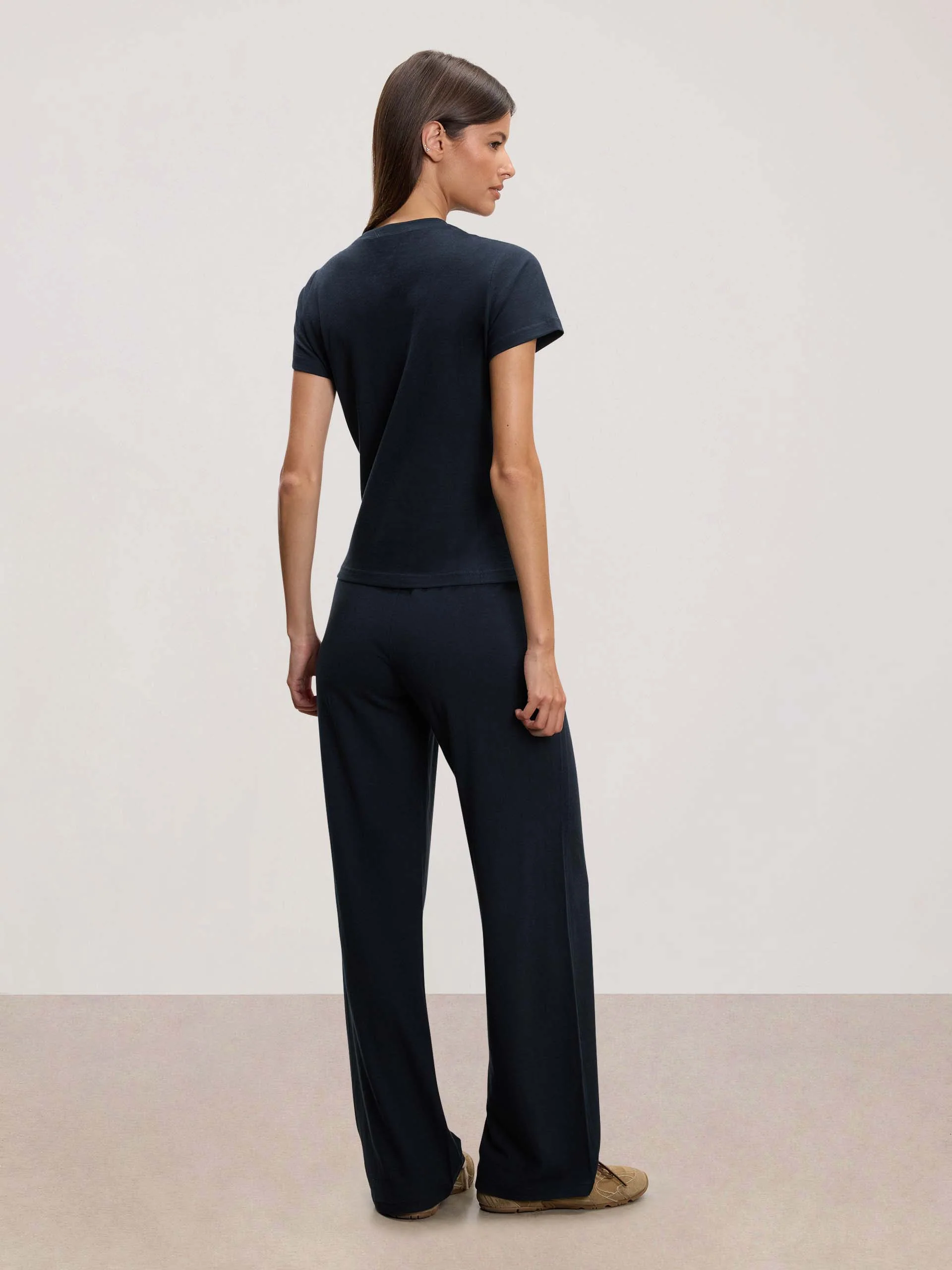 Womens Linen Blend Trouser in Navy - Image 4