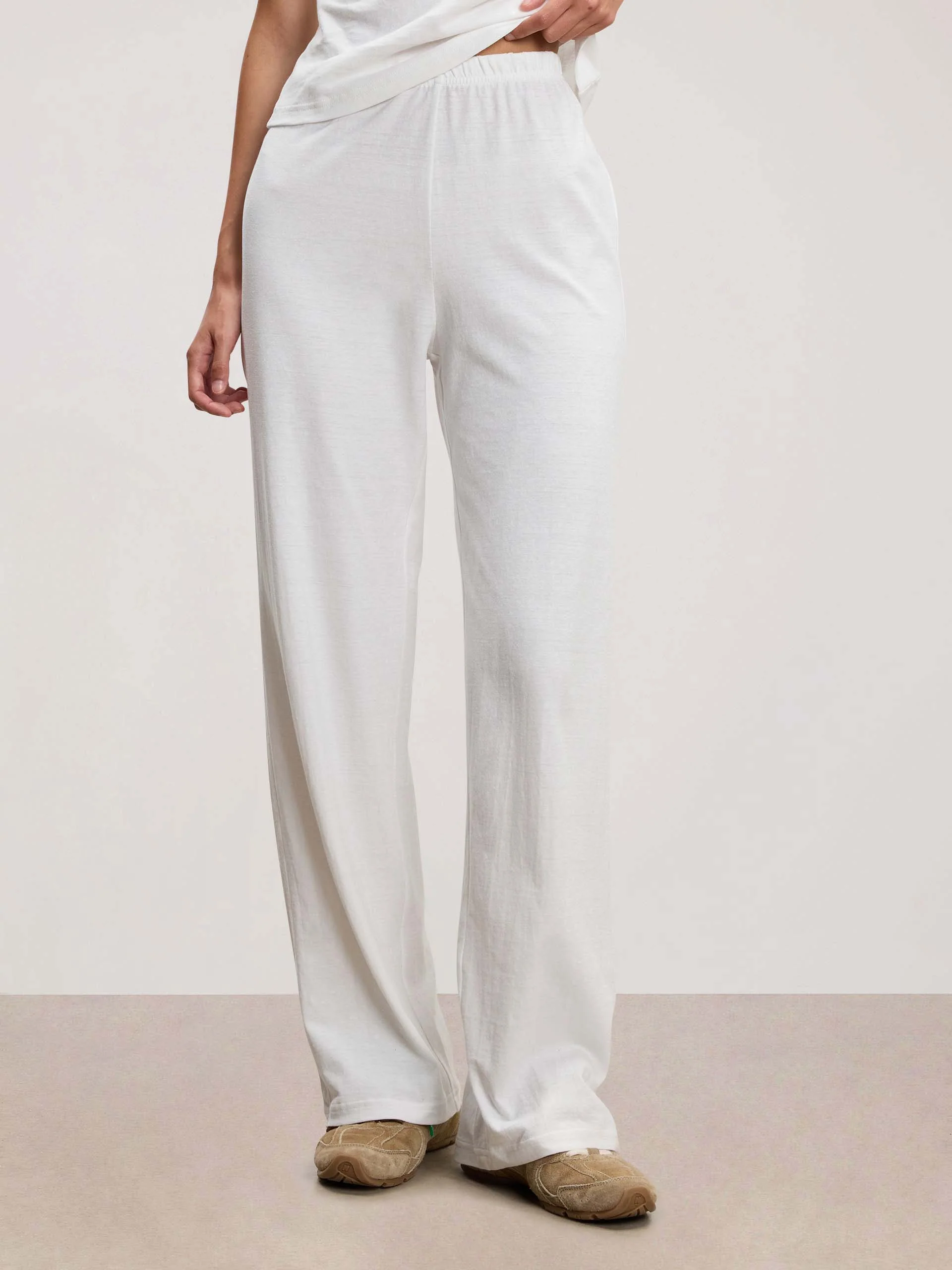 Womens Linen Blend Trouser in White